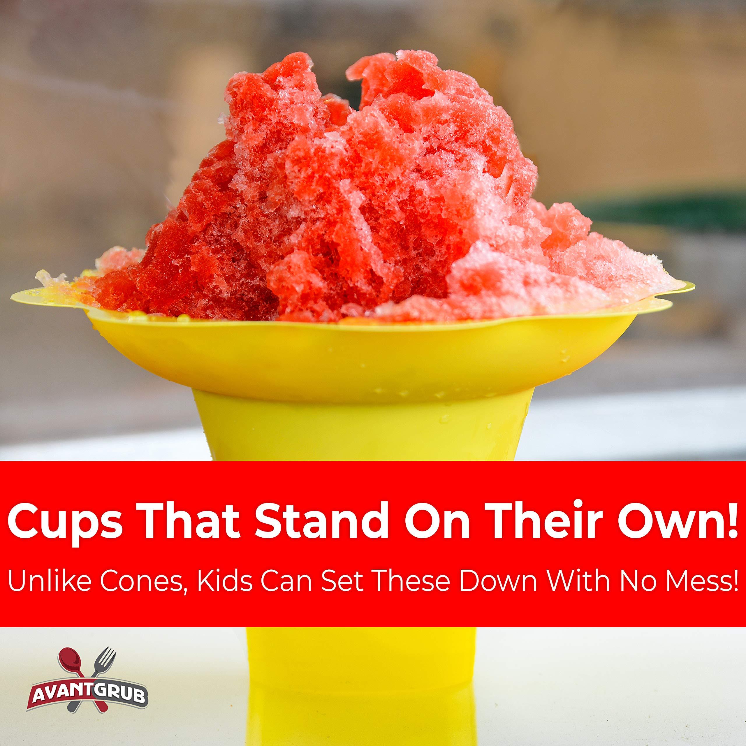 Avant Grub Leak Proof & Drip Catching, Super Cute Reusable 4oz Flower Snow Cone Cups 25 Pk, Colorful Easy Grip Bowls Perfect for Birthday Party, Summer Cookout, Shaved Ice, Snack, Ice Cream, Standalone Design
