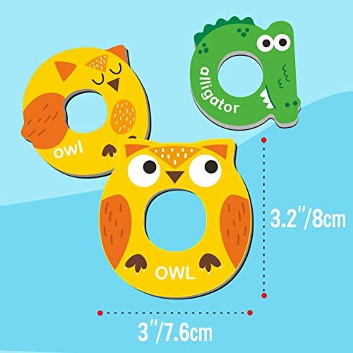 SpriteGru 52 Magnetic Alphabet, 26 Uppercase & 26 Lowercase Letters, Adorable Animal Shape Alphabet ABC Magnets for Fridge Educational Spelling Learning Games Toys Set for Kids, Toddlers 3 4 5 Years Old