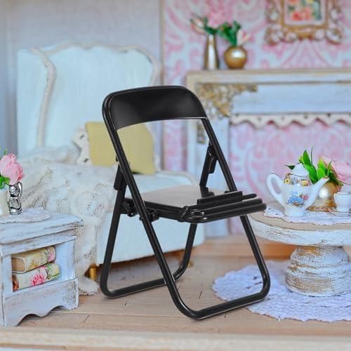 HOLIDYOYO HOLIDYOYO 24Pcs Mini Foldable Chairs, Dollhouse Mini Furniture Doll Chair, Miniature Folding Chairs, Funny Cell Phone Stand Holder, Miniature Plastic Chair, for Dollhouse Decoration