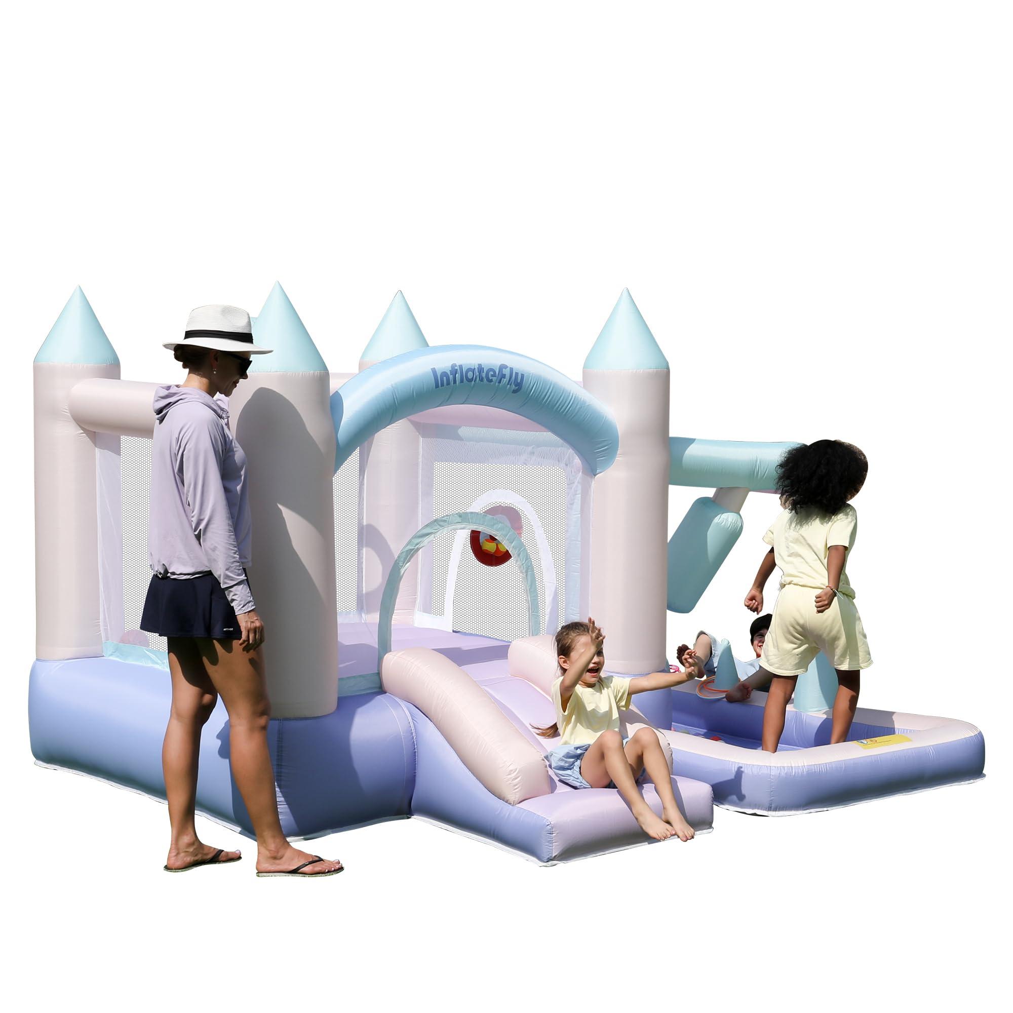 INFLATEFLY INFLATEFLY Bounce House Inflatable Slide Kids Bouncy Castle with Ball Pit,Dreamy Jumper with Air Blower for Wet and Dry