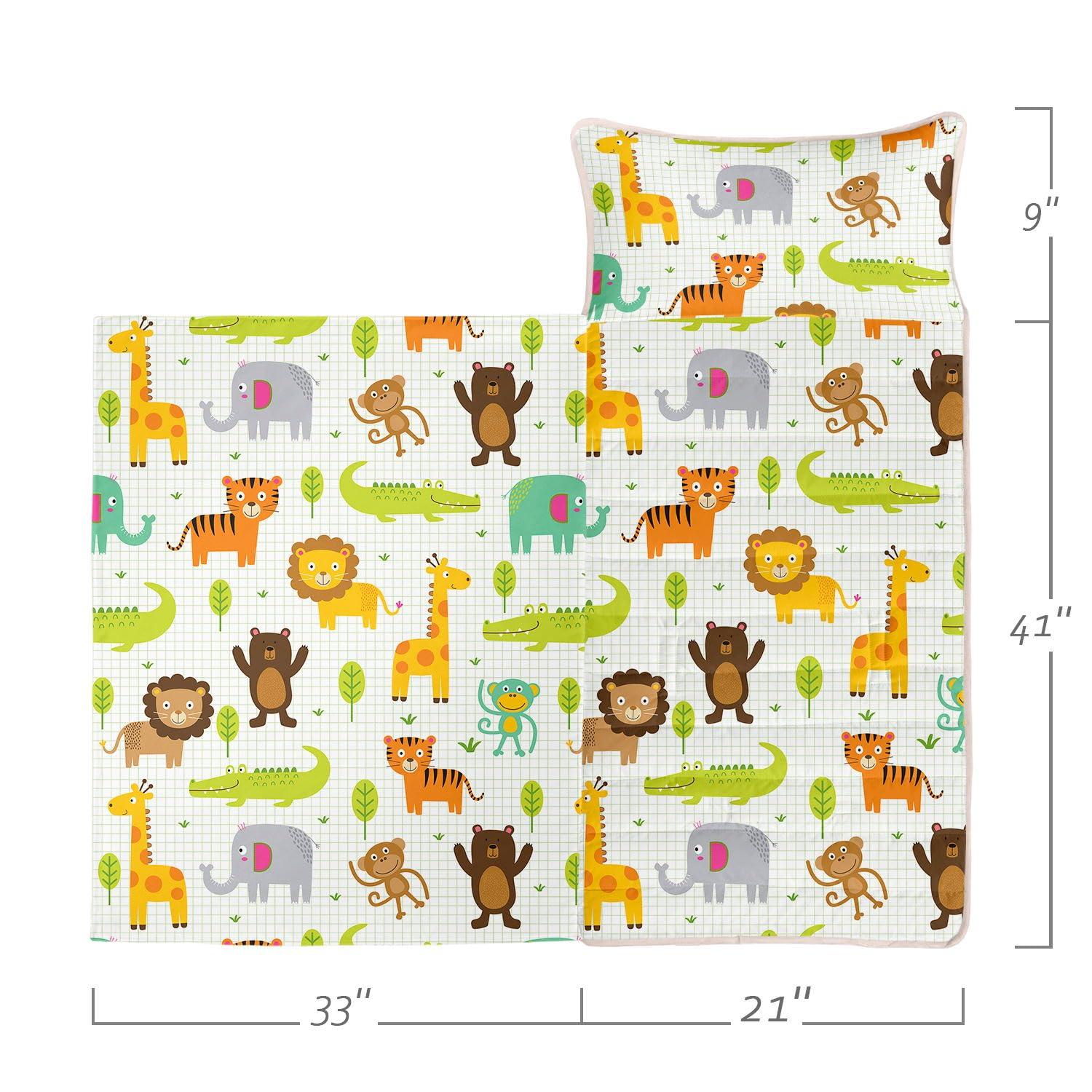 Datura home Datura home Nap Mat -Animal Sleeping Bag with Removable Pillow - Daycare and Sleepovers Preschool Kindergarten Bedding Set for Kids Toddler Boys Girls(Animal1 Standard)