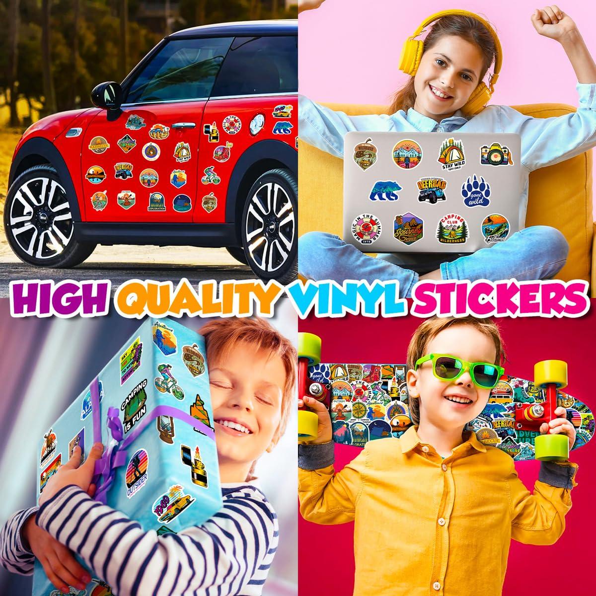 Drive Travel Camping Stickers for Water Bottles Outdoor Hiking Adventure Stickers 200PCS Vinyl Sticker Packs Wilderness Nature Stickers Travel Stickers for Adults Teens Girls Boys Kids