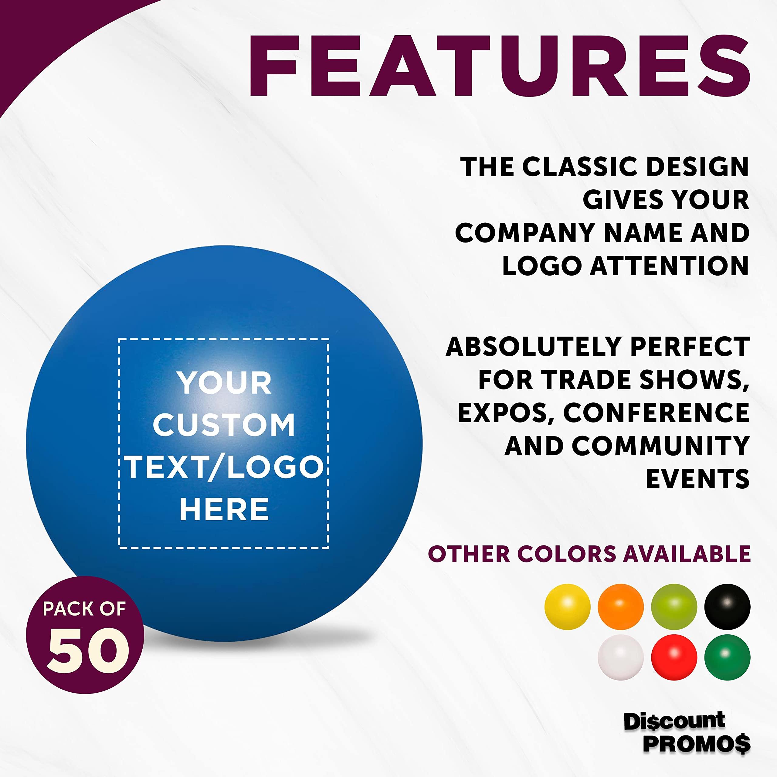 DISCOUNT PROMOS Custom Stress Balls for Adults Set of 50, Personalized Bulk Pack - Relief, Perfect for Your Desk, Office or Home - Blue