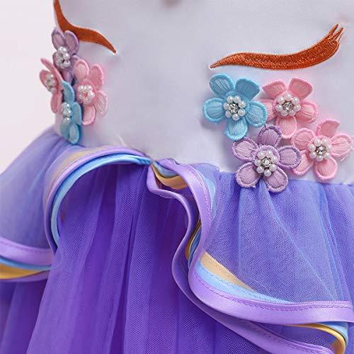 NEWEPIE Girls Unicorn Costume Halloween Fancy Dress Princess Birthday Pageant Wedding Christmas Party Long Tulle Ball Gown Purple 4 5T