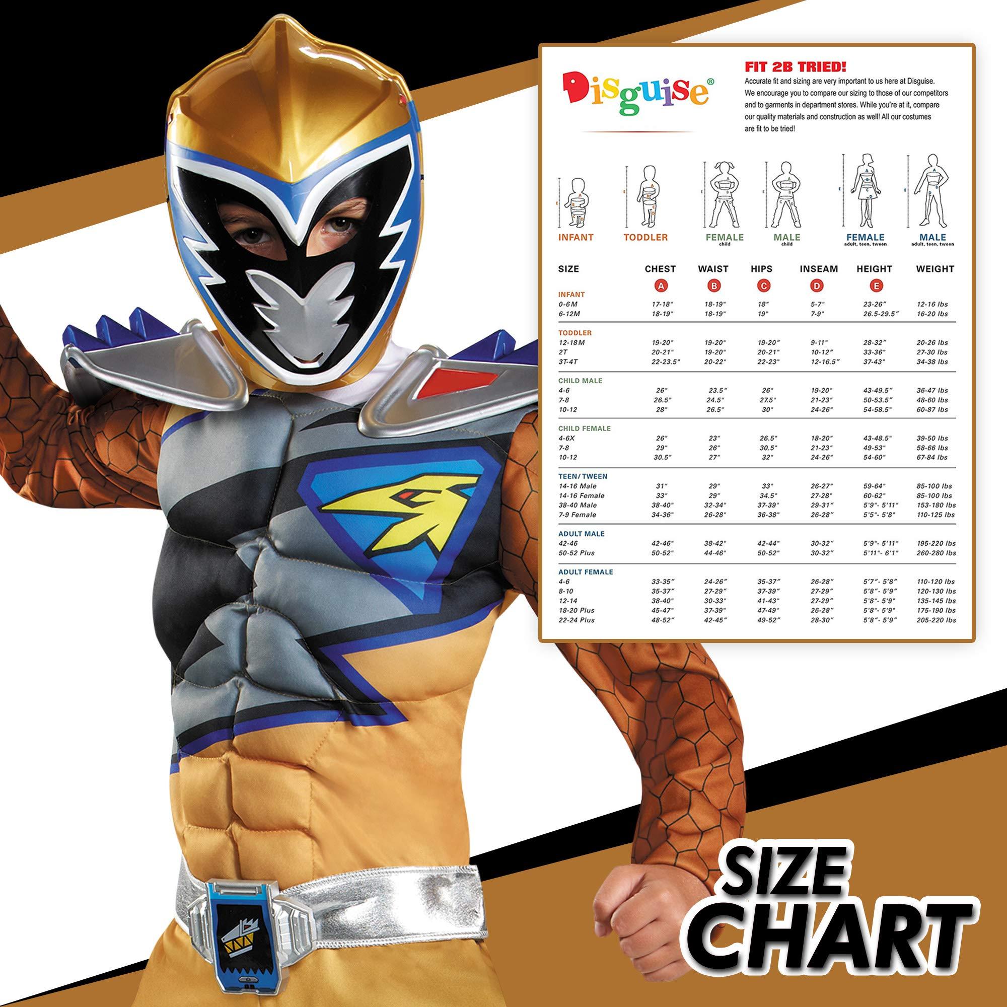 Disguise Gold Power Rangers Costume for Kids. Official Licensed Gold Ranger Dino Charge Classic Muscle Power Ranger Suit with Mask for Boys & Girls, Medium (7-8)