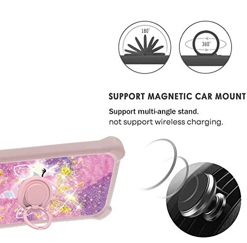 jioeuinly jioeuinly Galaxy A6 Case Compatible with Samsung Galaxy A6 Phone Case Cover [with Tempered Glass Screen Protector][Hard PC + TPU][Gold Glitter+Luminous] JSF-DJS