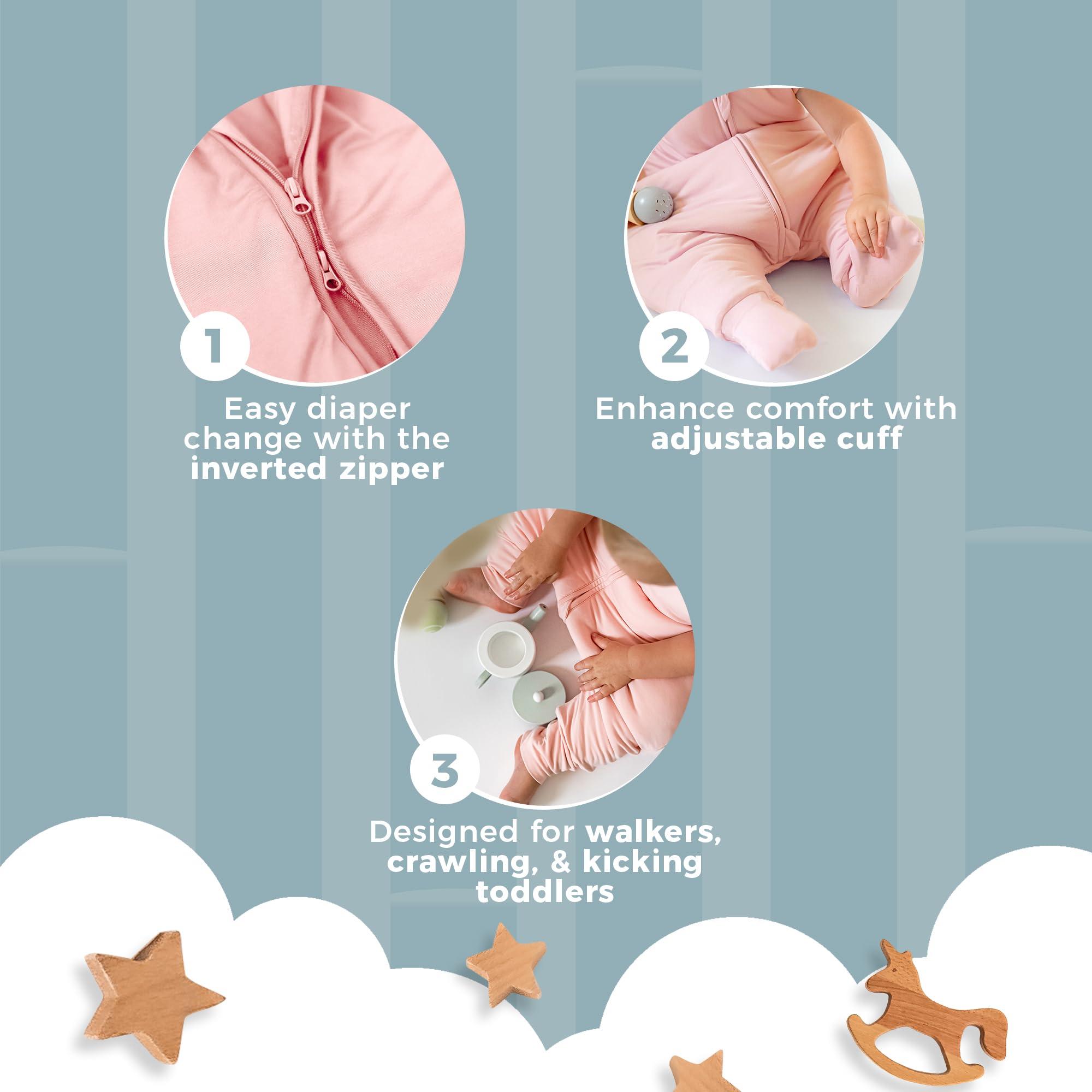 Nyte Nyte Baby Nyte Nyte Baby - 1.-TOG Bubble Gum, 0 to 6 Months, Sleeveless Sleep Sack, Soft Baby & Toddler Sleeping Sack, Breathable Sleep Sack with Adjustable Feet Cuffs & Anti-Slip Grip