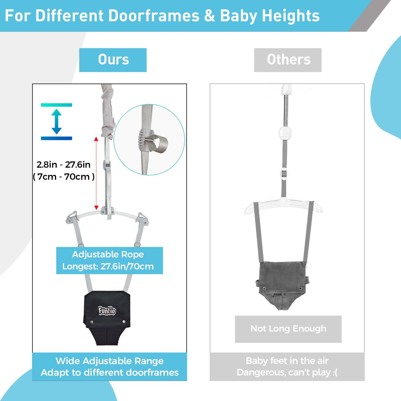 FUNLIO FUNLIO Baby Door Jumper for 6-24 Months (with Door Clamp), Baby Jumper Doorway with Strong Spring & Adjustable Strap, Portable Infant Door Bouncer, Bearing 40 Lbs, CPC & CE Certified - Black