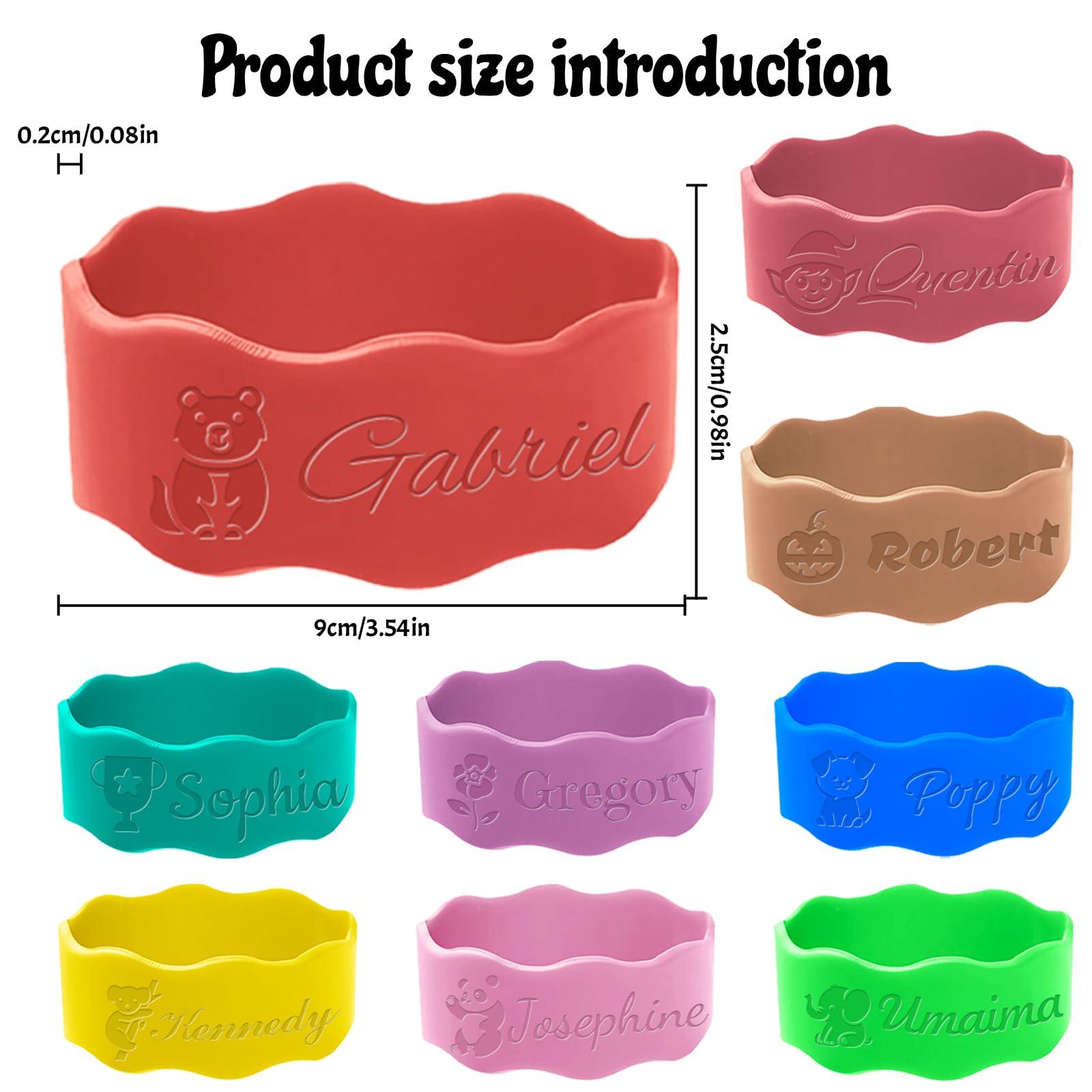 Coregiftr Water Bottle Labels Personalized Bottle Labels Daycare Reusable,Silicone Baby Bottle Water Bottle Name Bands,Water Bottle Labels Waterproof Material Pack of 3