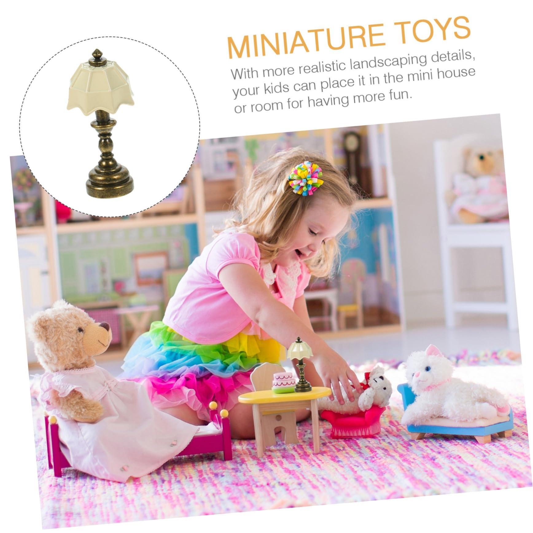 Tofficu 4pcs Mini Light Model Miniature Lamp Model Mini House Table Lamp Bedside Light Miniature Mini Lamp Miniature Furniture Model Micro Landscape Model Mini Bedside Light Creative Lamp