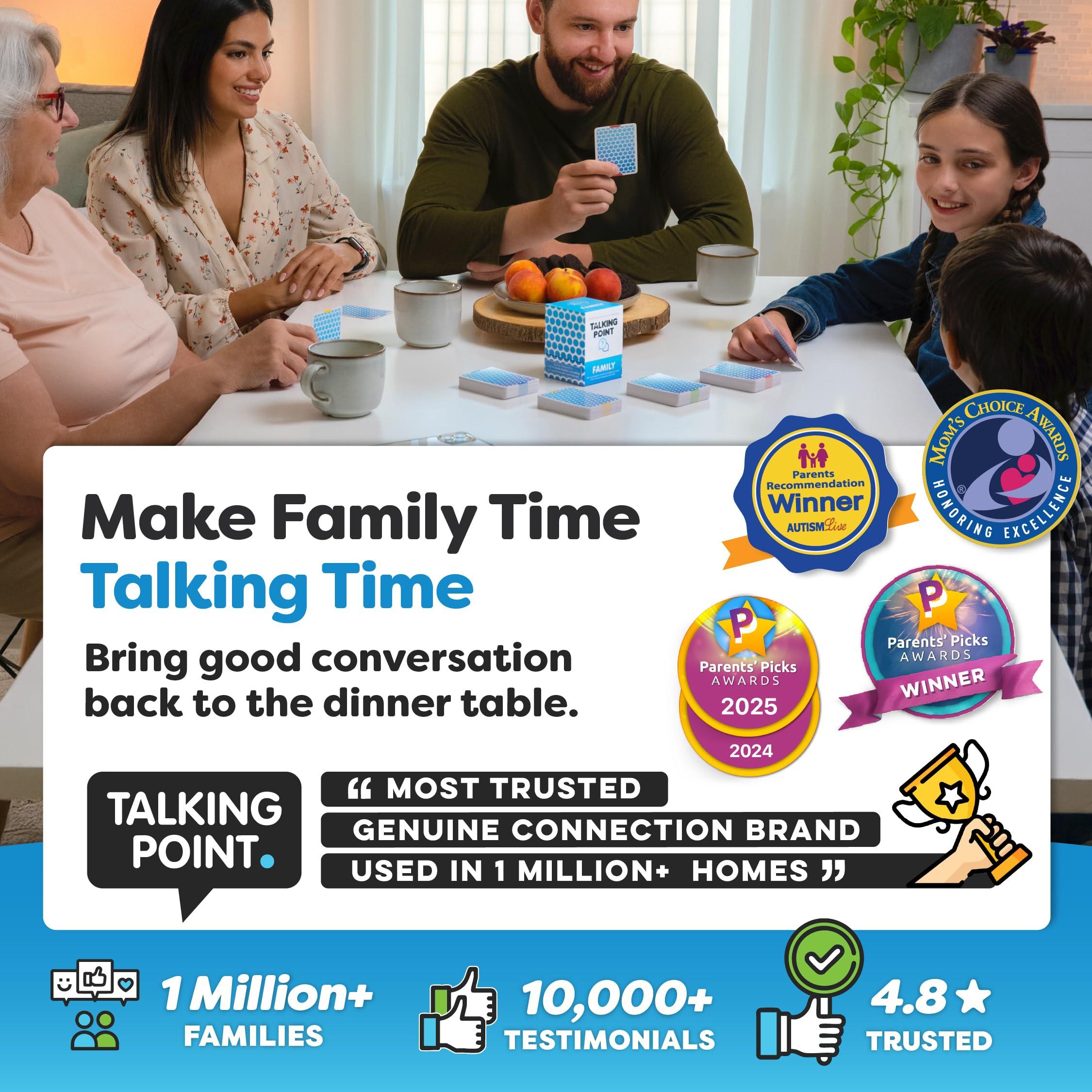 TALKING POINT CARDS 200 Family Conversation Cards - Put Down The Phones & Connect with Family - Get to Know Each Other Better with Meaningful Talk - Let Kids Express Themselves, Great for Dinner Table & Road Trips
