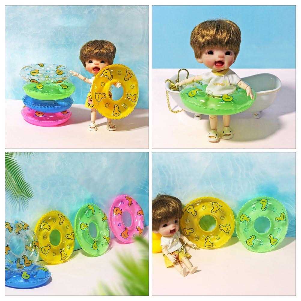 Amosfun Amosfun 10Pcs Duckling Swimming Ring House Decor car Accessories Mini Inflatable Swim Rings Mini Rubber Ducks Small Rubber Ducks Tiny Swim Ring Mini Swim Ring Ornaments Swim Ring Plaything