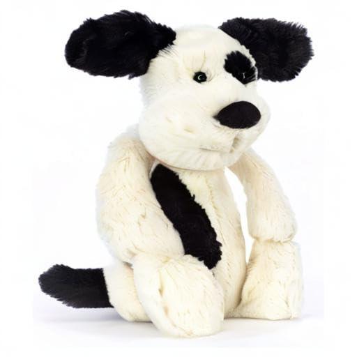Jellycat Jellycat Bashful Black and Cream Puppy Stuffed Animal, Medium 12 inches | Dogs and Puppies Plush Toy | Classic Children\'s Gift