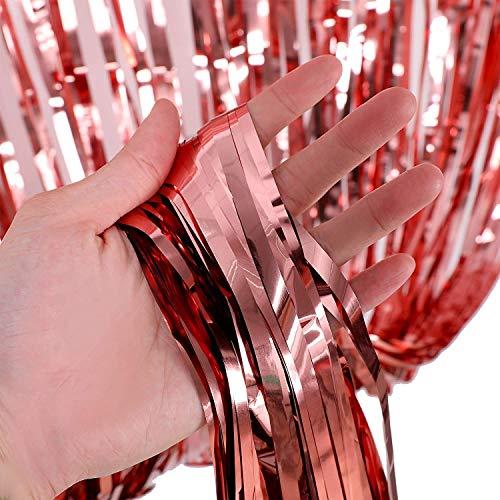 Geenber 49Pcs Rose Gold Party Decorations Set Including 20Pcs Rose Gold Latex Balloons,10Pcs Confetti Balloons,13Pcs Happy Birthday Banner Party Decor Kit, 4pcs Foil Balloons and 2Pcs Metallic Foil Curtains