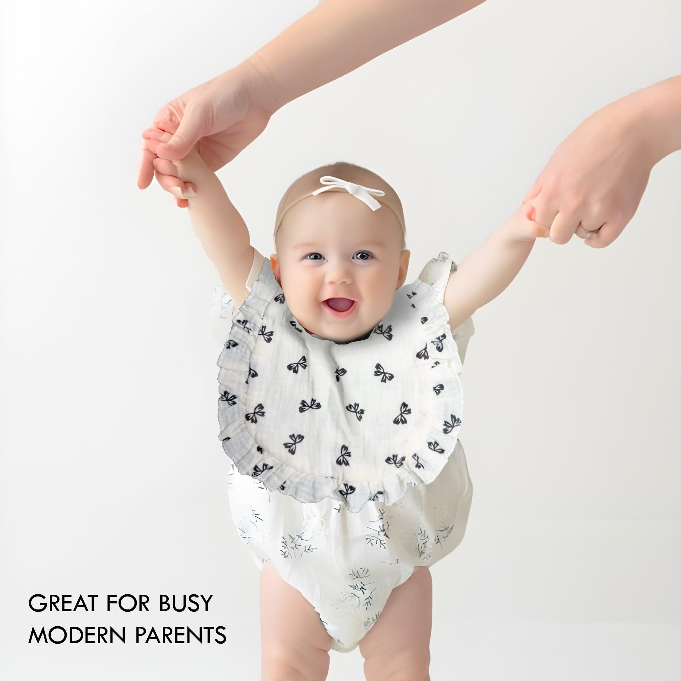 ILELAND ILELAND 8-Pack Organic Drool Bibs for Baby Girl| Unisex Teething & Drool Bibs for Infants & Toddlers | Soft, Absorbent & 100% Cotton Newborn Bibs | Snap close, Machine-Washable, Dryer, Soft & Thick
