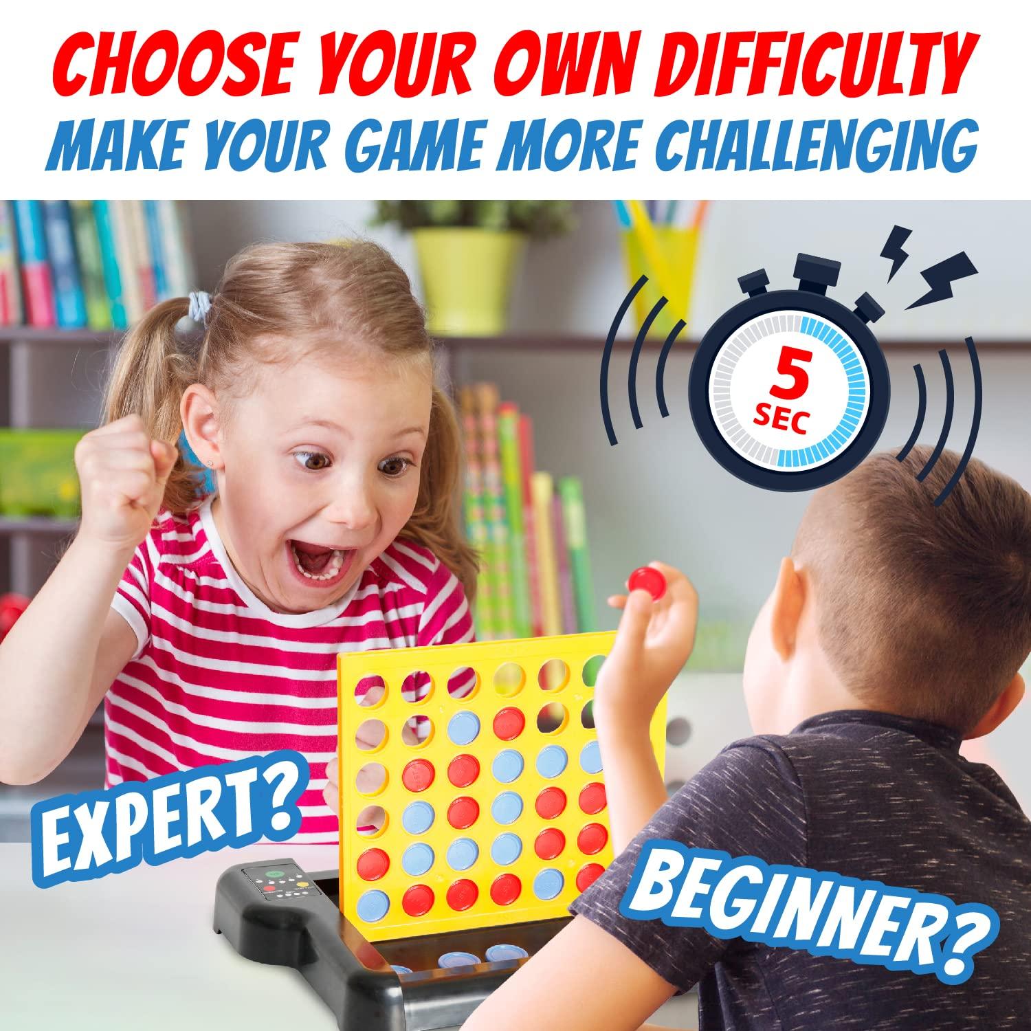E-Jet 4 in A Row Connect Game, Link 4 to Score Electric Board Game | Line Up 4 Classic Table Game
