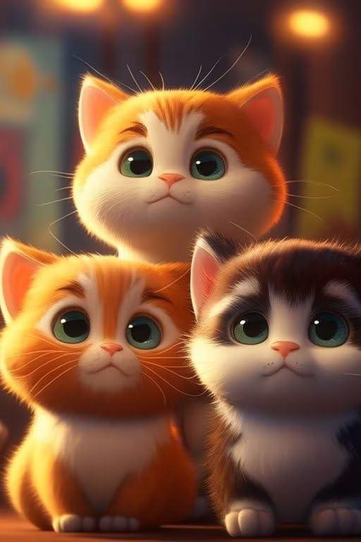 Hothostl Three Anime Cats - 500 Pieces Puzzles Beginners Puzzle Puzzle Toys, Spend Time to Get A Sense of Accomplishment Box 20.5 X 15 inch for Home Decor