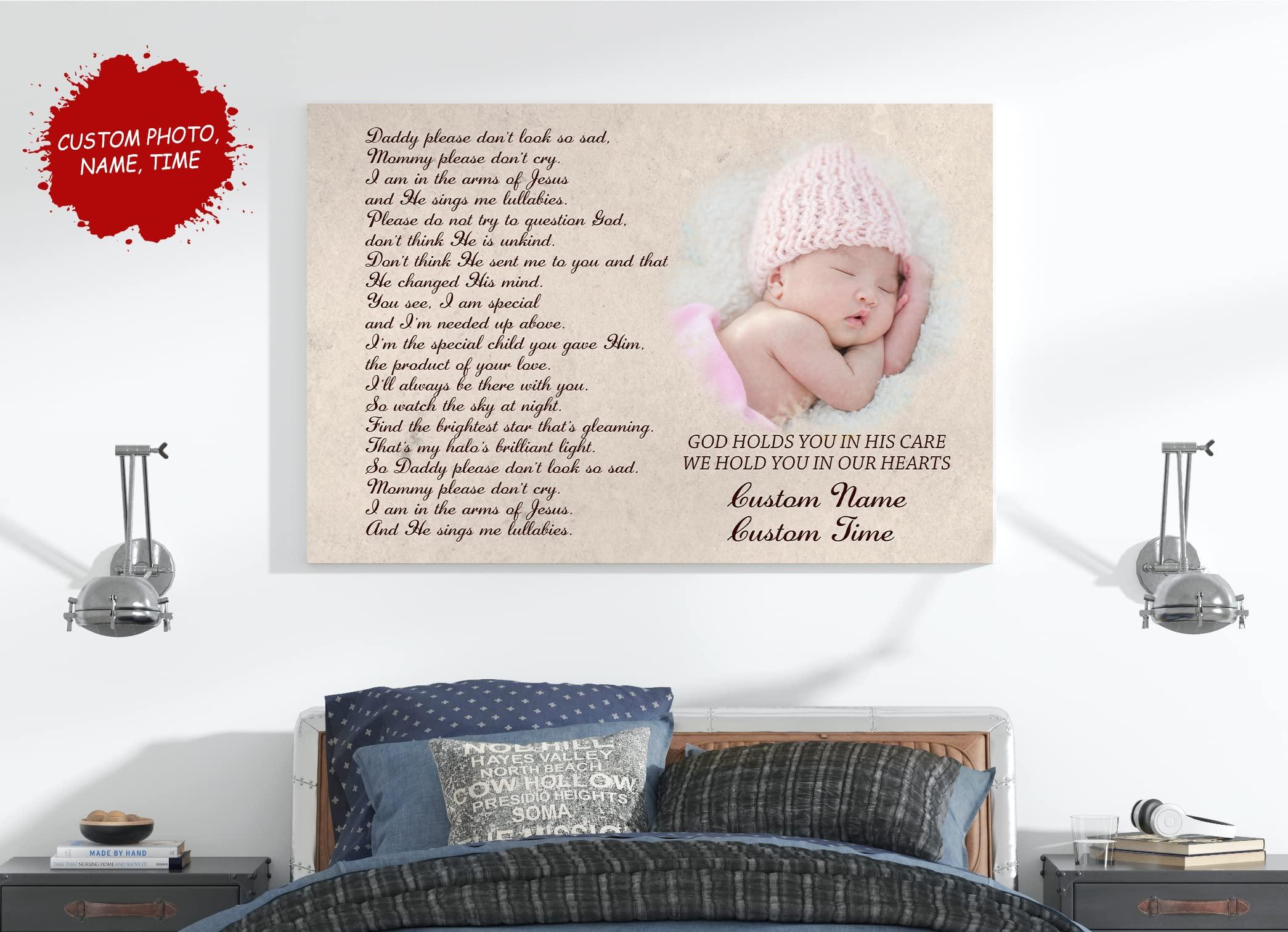 INSPIAMZUE INSPIAMZUE Baby memorial gifts, Personalized sympathy canvas for loss of baby, Remembrance Gift for loss of infant, Loss of Child, Child loss gifts - VTQ305 (10x8 inch)