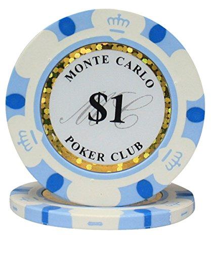MRC POKER 600pcs 13.5G Monte Carlo Poker Club Poker Chips Set with Heavy Duty Acrylic Case & Chips Trays