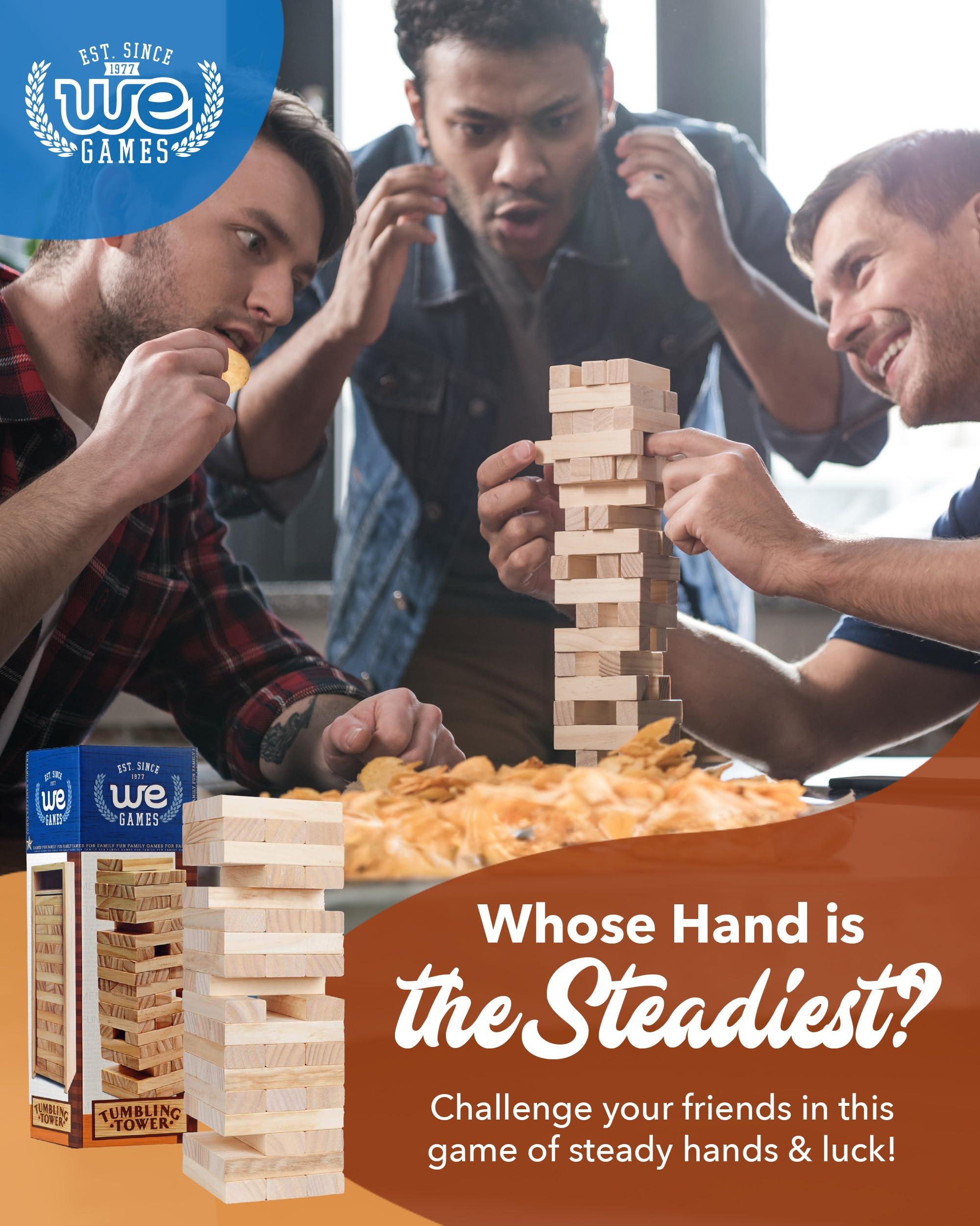 WE Games WE Games Wooden Block Stacking Party Game for Adults, Tumble Tower Wedding Guest Book Alternative, Tabletop Games, Includes Storage Case, 12 inches