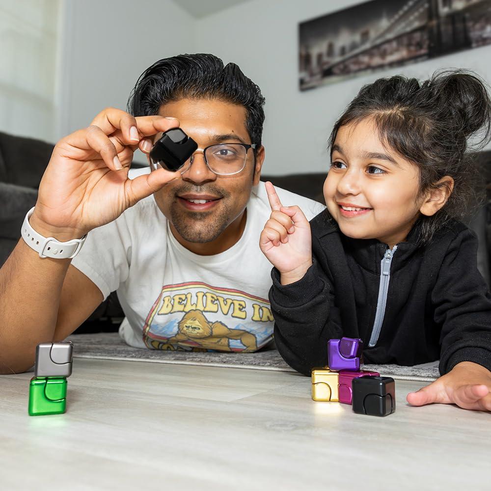 Theresa International Cube Spinner Fidget Toy Relieves Anxiety, ADHD, Stress & Boosts Focus Durable Metal EDC, Fun & Quiet Ideal for Kids & Adults. Black