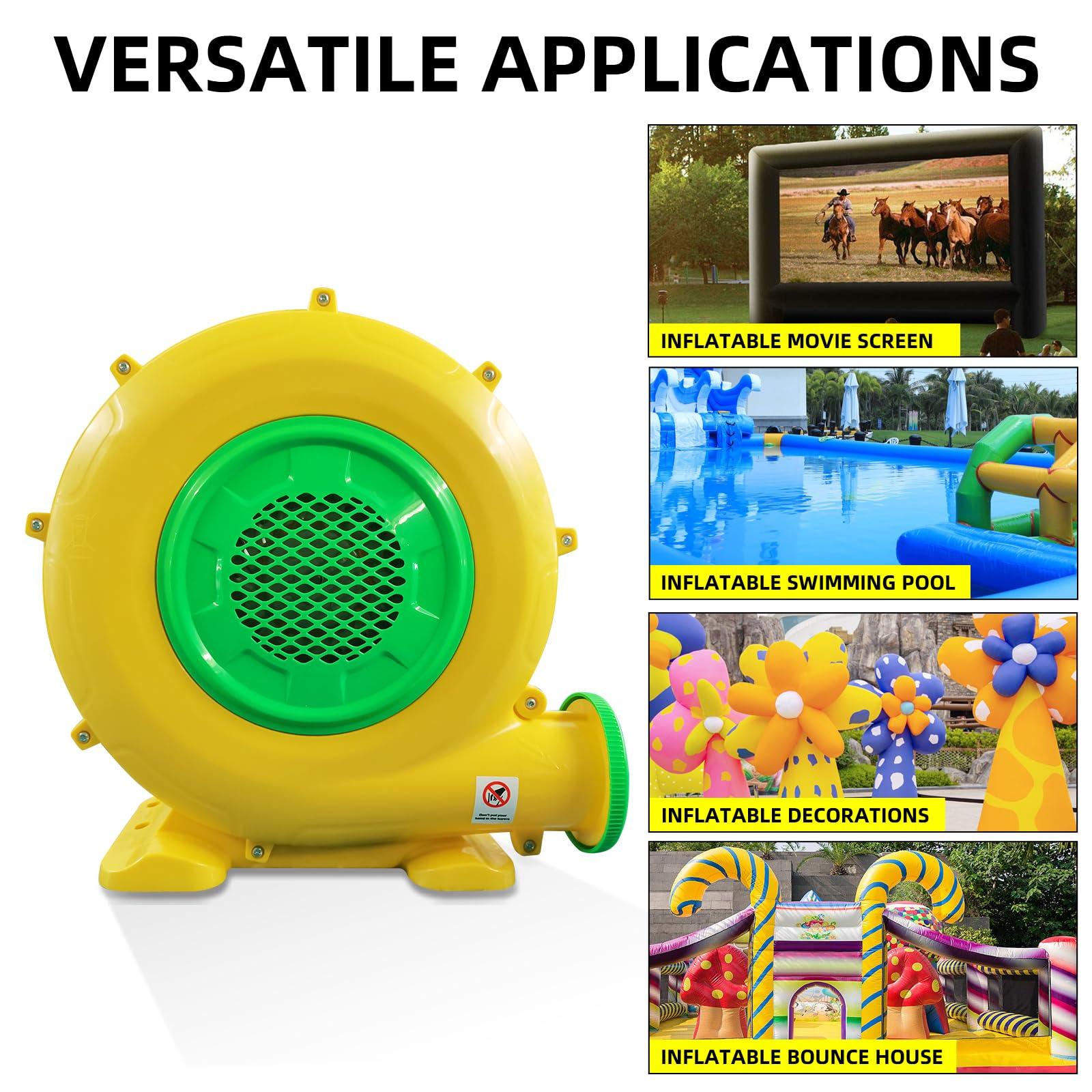 GONFLABLE Inflatable Air Blower, 950W/1.25HP Bounce House Blower for Outdoor Commercial, Portable Electric Pump Fan for Inflatables, Bubble House, Bouncy Castle, Doll, Water Slide, Jump Slides