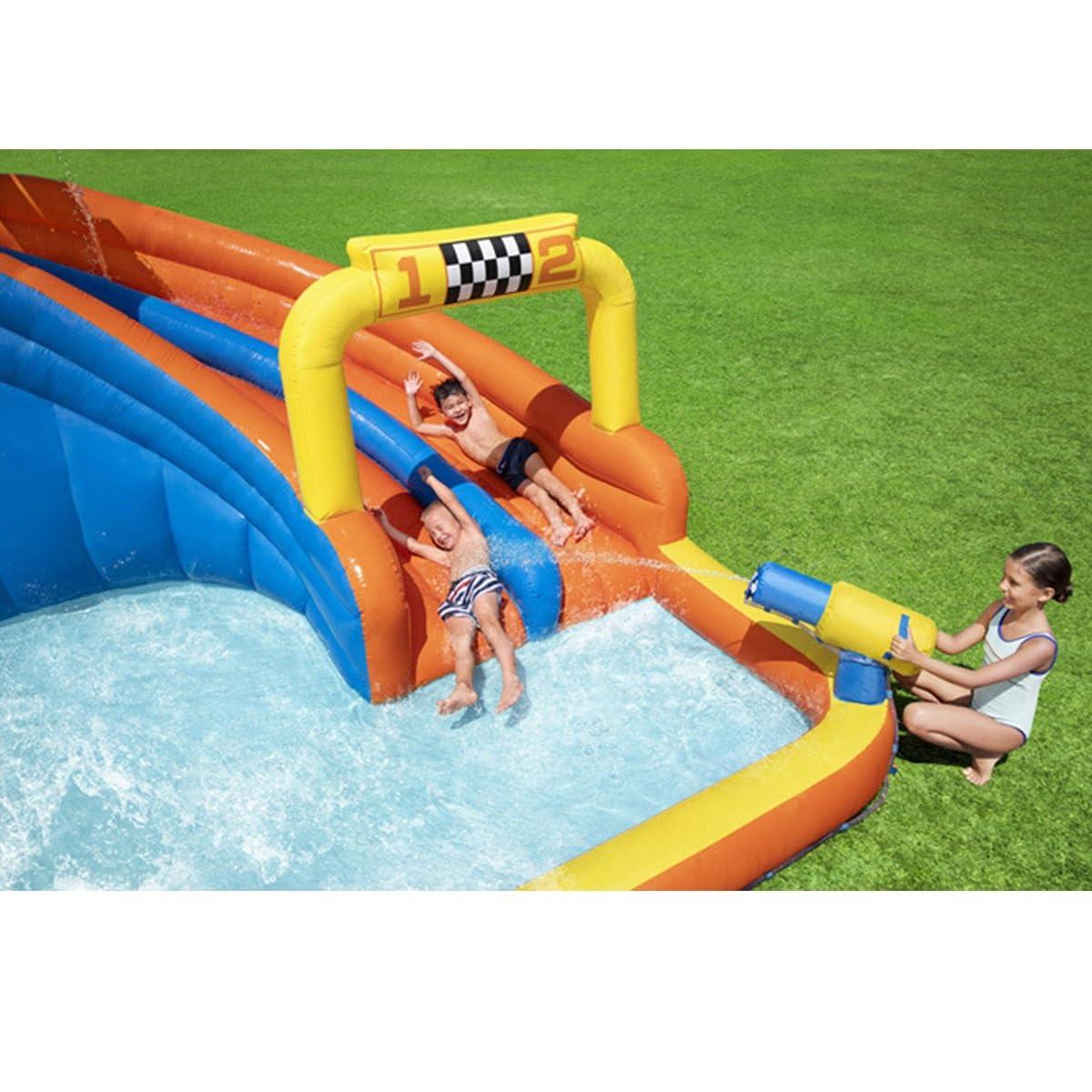 HSPLXYT Paddling Pool with Slide,Large Inflatable Swimming Pool,Family Inflatable Swimming Lounge Pool,Above Ground Pools for Backyard, Garden,Kids, Adults, Children