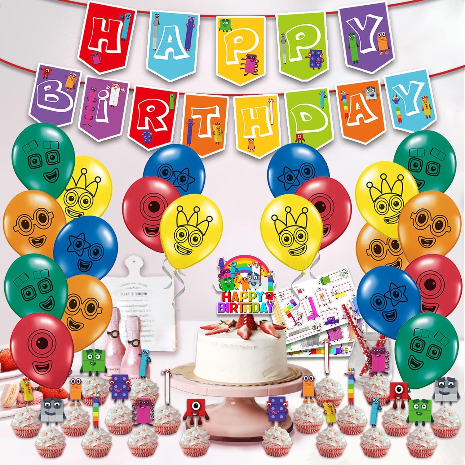 YAYJOY YAYJOY Numberblocks Party Decorations Numberblocks Stickers,Cake Toppers,Balloons,Party Banner,Home Decoration for Kid\'s Birthday Party