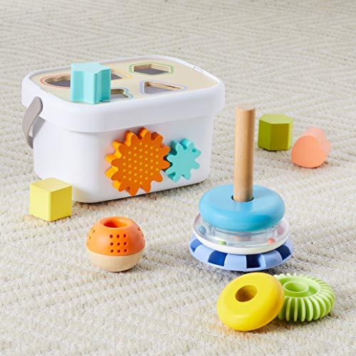 Amazon Basics Amazon Basics Wooden Shape Sorter and Rainbow Stacker Classic Baby Toy Set-Sorting Play For Infants Age 12M+, Medium, Multicolor