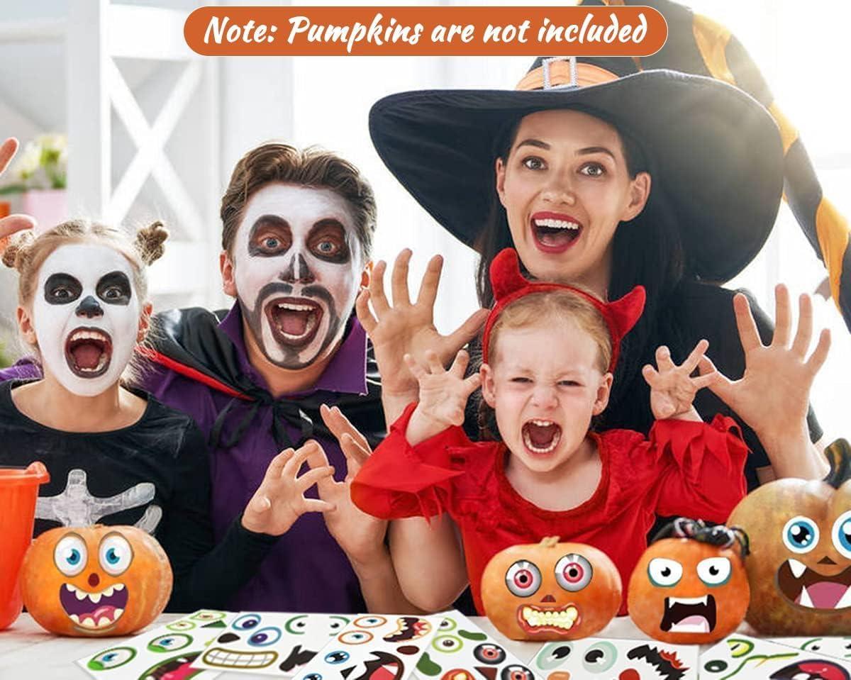 OuMuaMua OuMuaMua 48 Pack Halloween Pumpkin Decorating Craft Stickers Mini Make 48 Small Pumpkin Face Stickers Monster Stickers for Halloween Kids Toddlers Treats Party Favors Supplies 24 Sheets