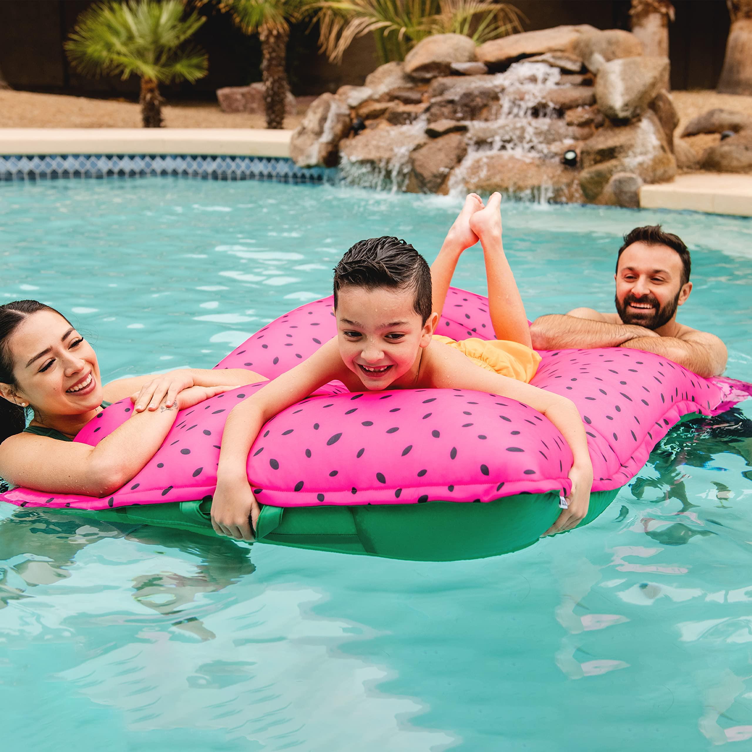 Big Joe Big Joe Lagoon Lounger No Inflation Needed Pool Float, Summer Melon Double Sided Mesh, Quick Draining Fabric, 5 feet Giant