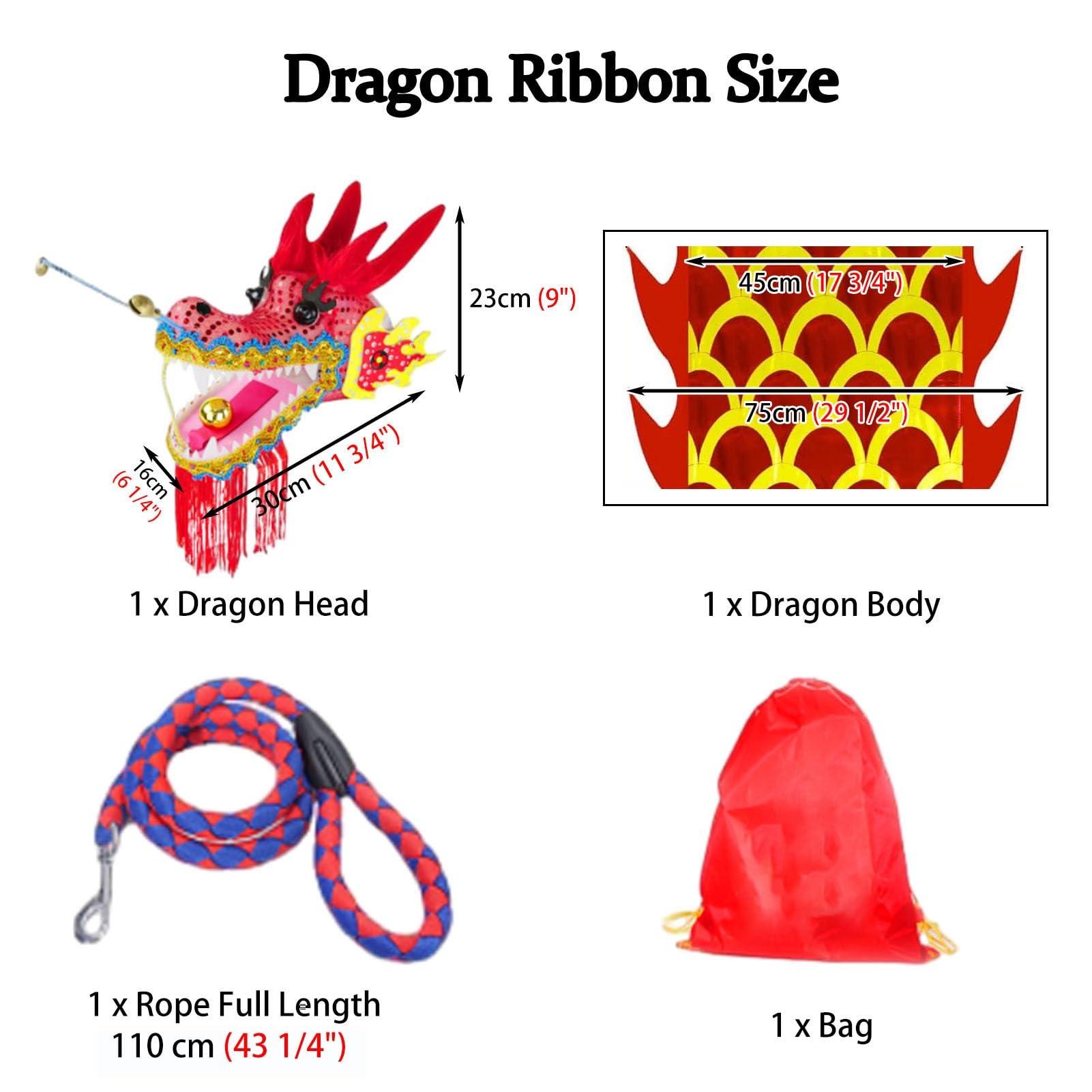 YANBI YANBI Dragon Poi 8m Traditional Dragon Dance Streamer, Washable Silk-Like Spinning & Shaking Poi Set with Dragon Head, Portable Art Dragon Poi Sports Tool (Color : Rainbow)