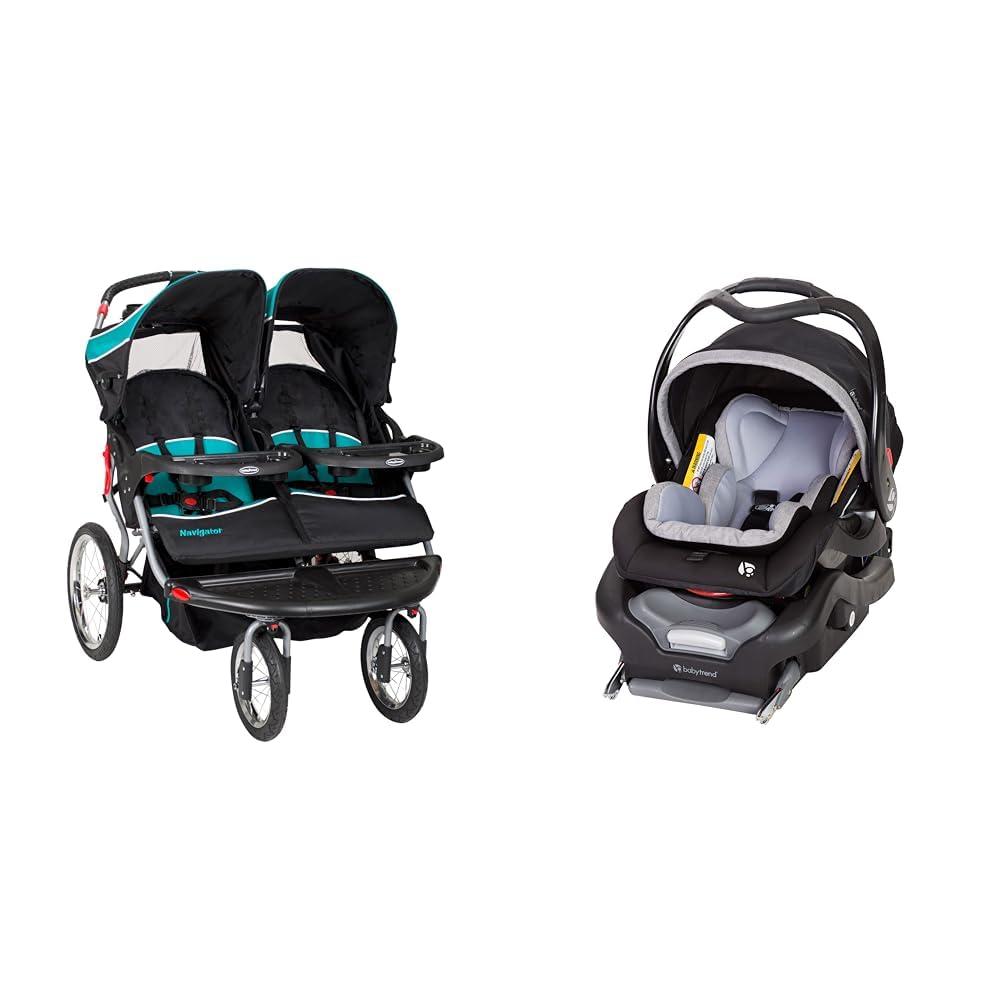 Baby Trend Baby Trend Navigator Double Jogger Stroller, Tropic and Secure Snap Tech 35 Infant Car Seat, Nimbus Bundle