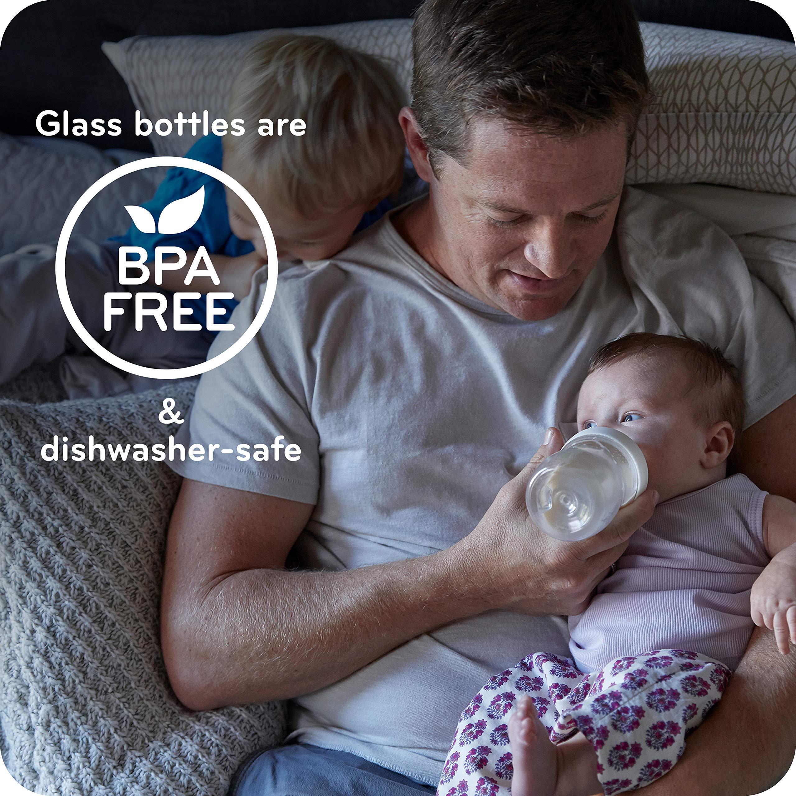 NUK NUK Simply Natural Glass Baby Bottles, 4 oz, 3 Pack