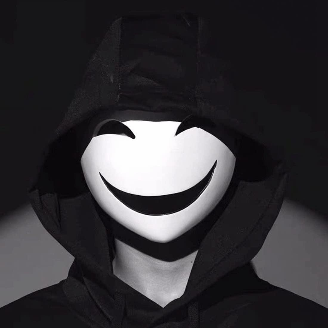 CAFELE CAFELE Japanese Anime Mask High-Rise Invasion Masks Cosplay Sniper Tenkuu Shinpan White Smile Mask Halloween Party Costume Props (02#)