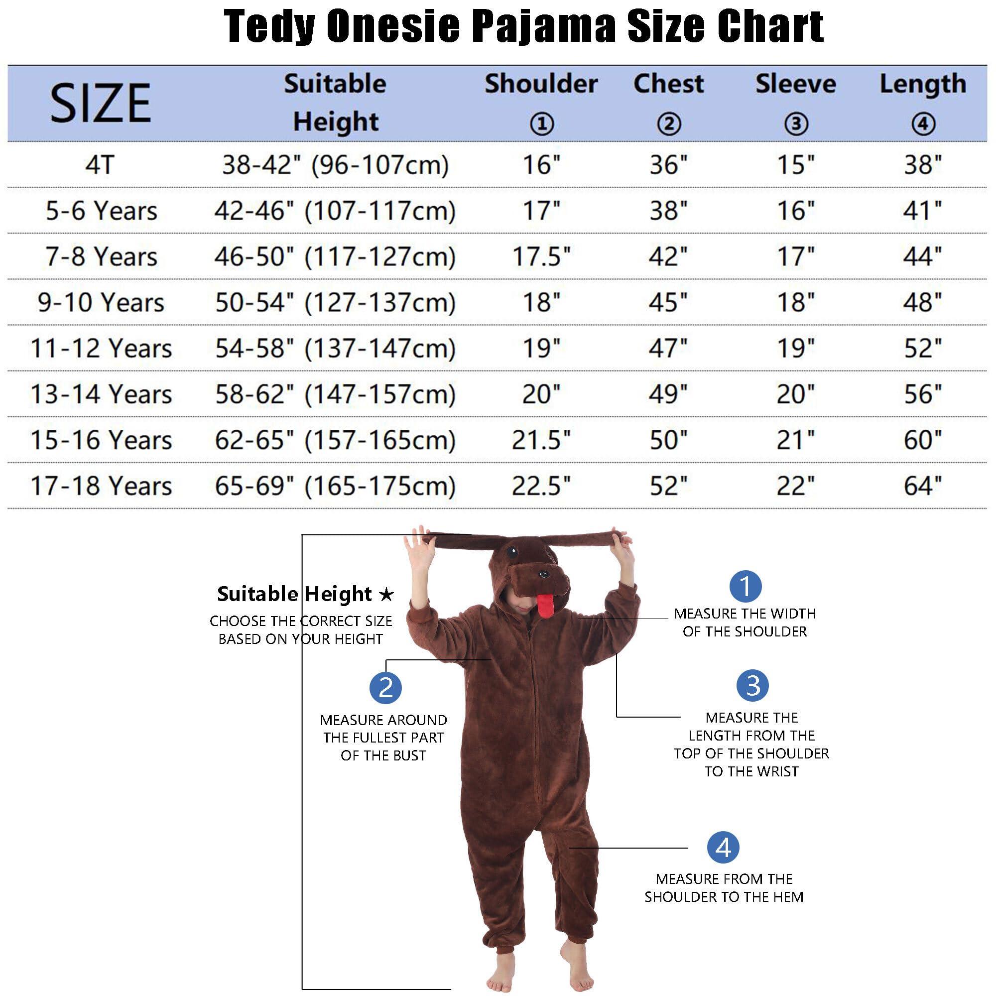 WAFUNNE WAFUNNE Animal Onesie Costume for Kids Child Boys Girls Womens Mens Cosplay Halloween Costumes Easter Onesies Tedy Dog 140