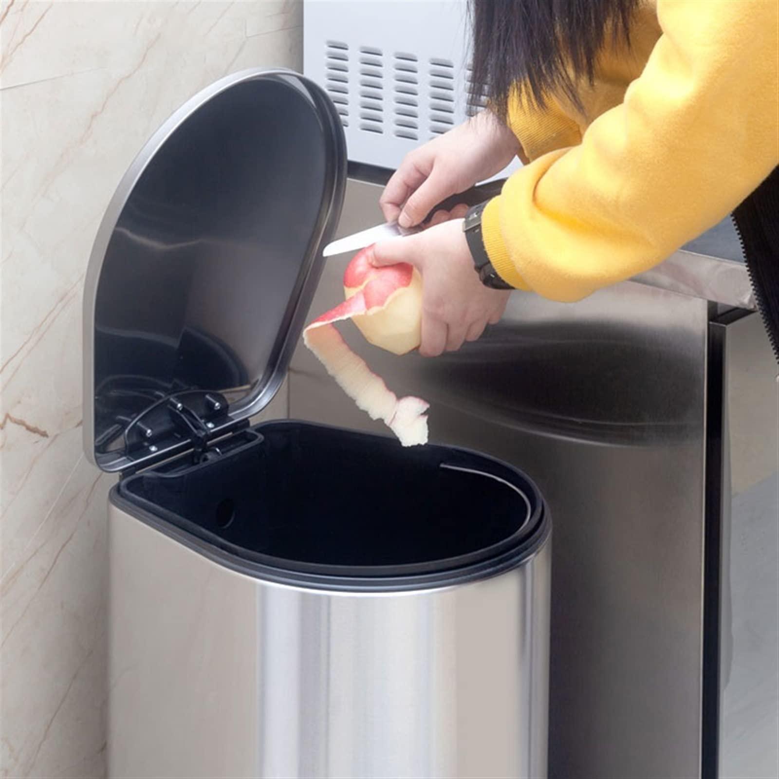 GRFIT Trash Can Kitchen Garbage Bin 7L / 12L / 30L Stainless Steel Kitchen Garbage Cans Household with Cover Large Capacity Living Room Automatic Induction Bathroom Toilet Electric Bedroom Garbage Cans Kitc