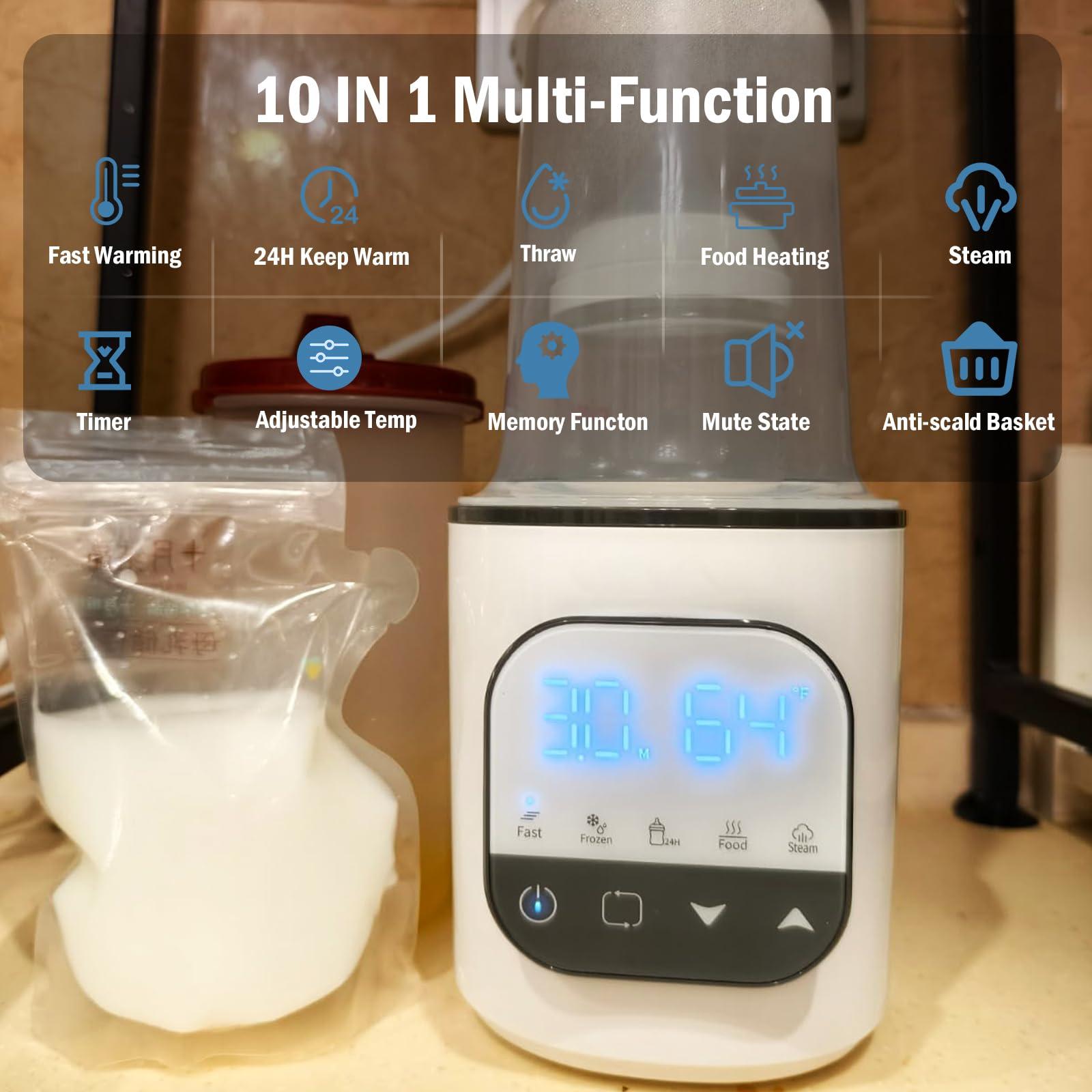 Rivulet Bottle Warmer, Rivulet Fast Baby Bottle Warmer for Breastmilk and Formula,Timer and Accurate Temp Control w/Digital Display, 10-in-1 Fast Baby Food Heater, Frozen, Steam,24H Keep Warm for All Bottles