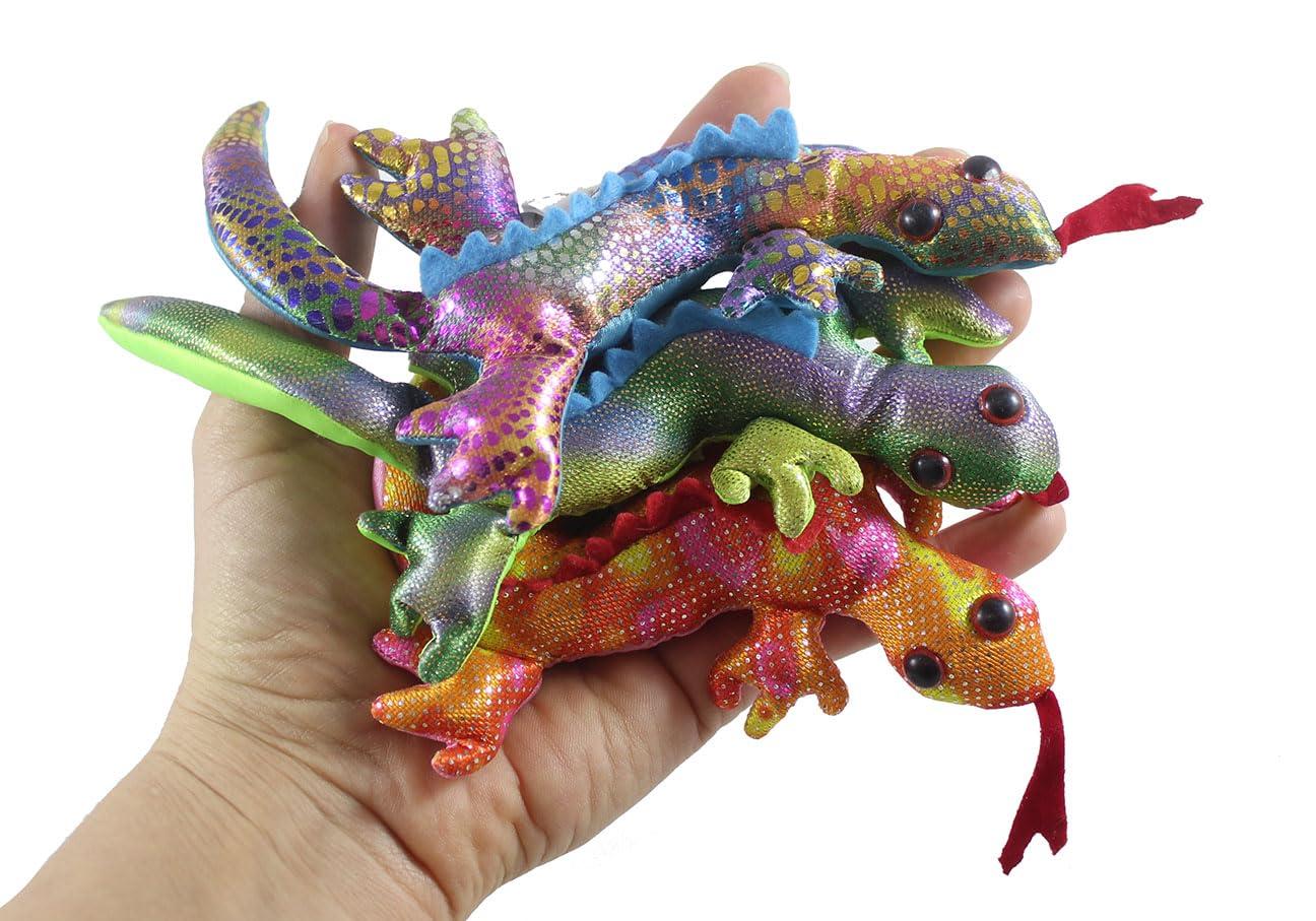 Curious Minds Busy Bags Set of 3 - Lizard Sand Filled Animal Toy - Heavy Weighted Sandbag Animal Plush Bean Bag Toss - Shimmering Glitter Gecko Sensory, Stress, Fidget Toy ADHD Special Needs Soothing