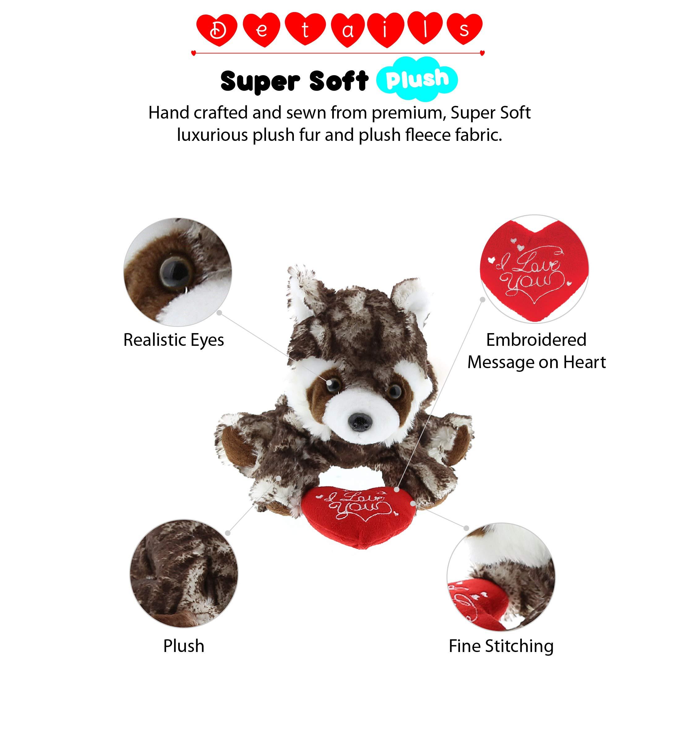DolliBu DolliBu I Love You Valentine Plush Red Panda - Cute Stuffed Animal with Red Heart and Name Personalization Gift for Valentines Day, Birthday, Anniversary, Romantic Date - 15 Inches