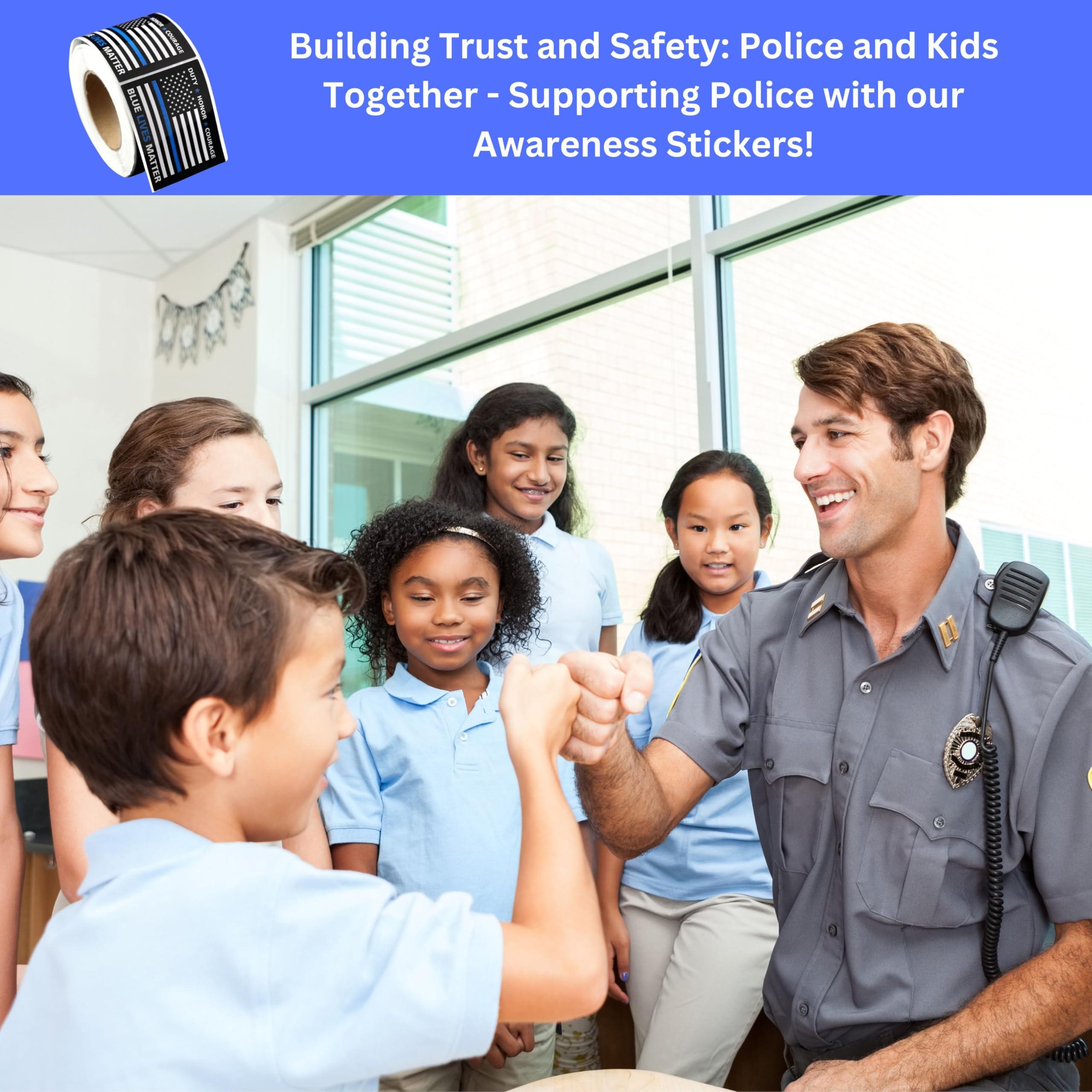 Fundraising For A Cause 250 Police Support Stickers - Roll of 250 Blue Lives Matter Flag Stickers