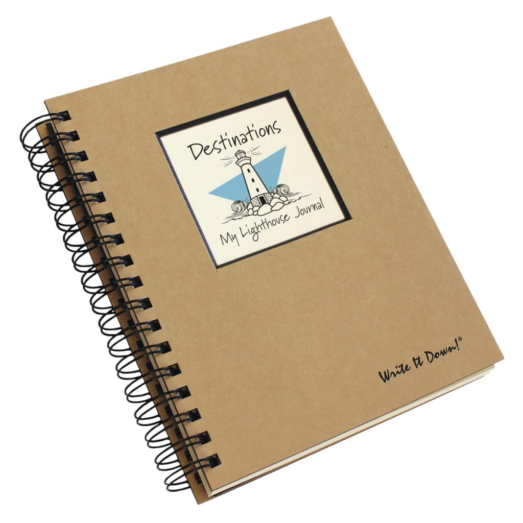Write it Down Write it Down series by Journals Unlimited, Series Guided Journal, Destinations, My Lighthouse Journal, Full-size 7.5\"x 9\", Kraft Hard Cover, Made in USA