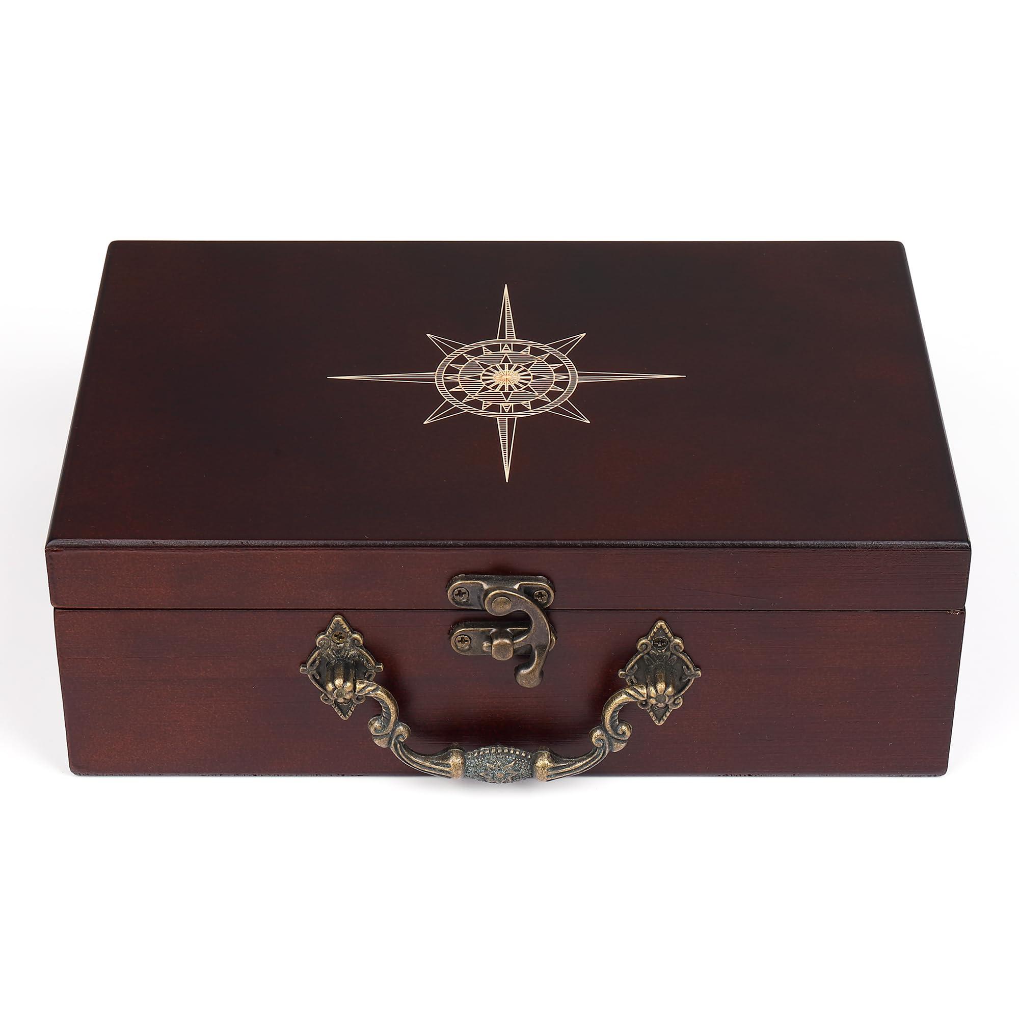 STERLING STERLING Games 12 Number Shut The Box Wooden Box Travel Case Nautical Theme Family Dice Game for Kids and Adults