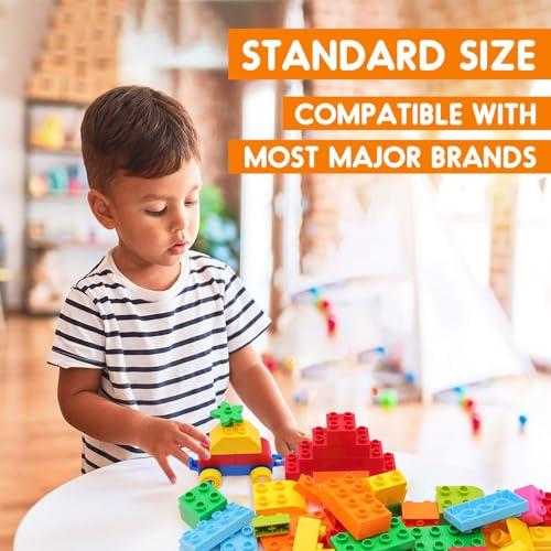 WYSWYG Large Building Blocks for Kids Toddlers Including 2 Piece Baseplates, Basic Big Building Blocks Compatible with Duplo and Major Brands, Building Bricks Set for Kids Age 3 4 5 6