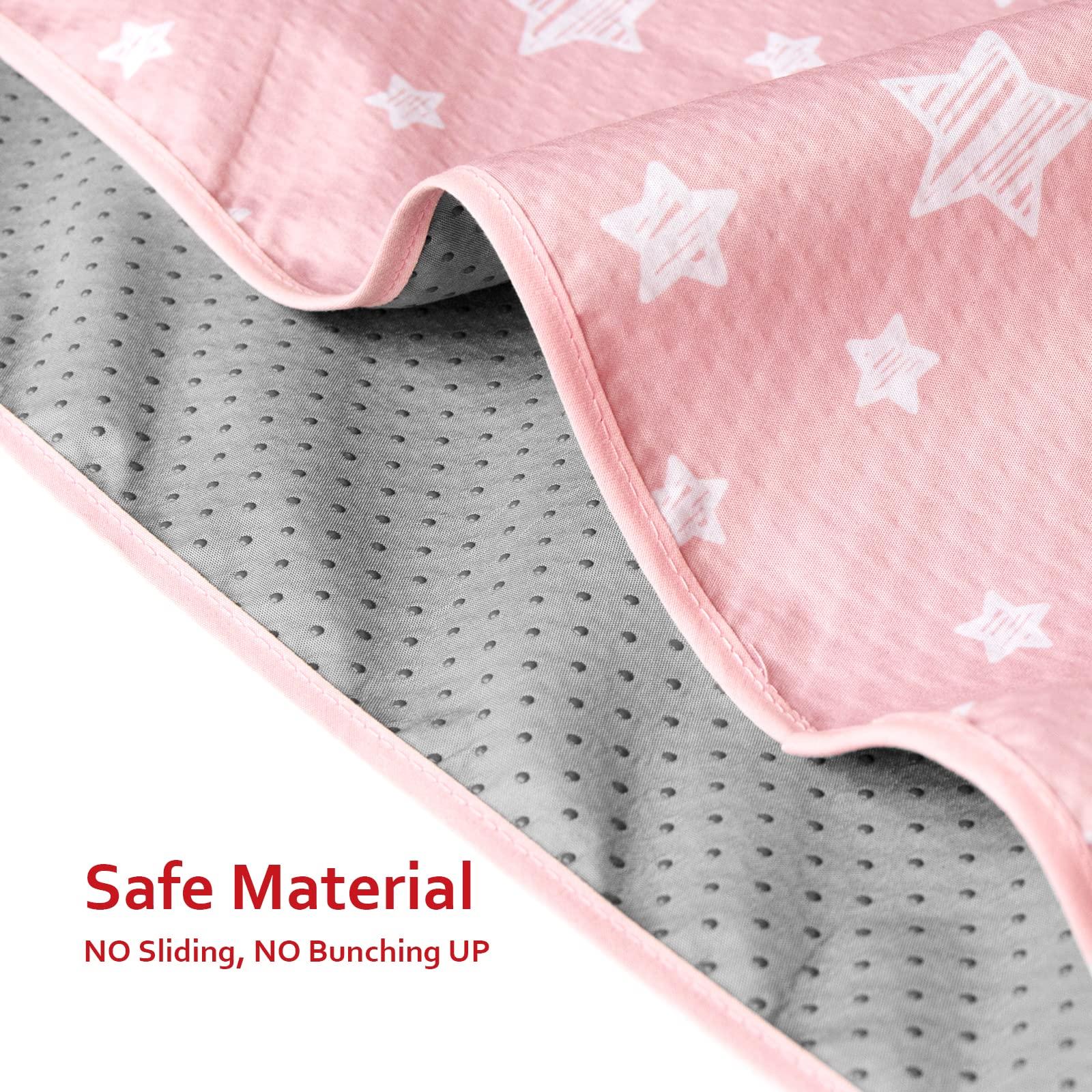 Moonsea Baby Splat Mat Anti Slip Waterproof High Chair Mat, Baby Feeding Table Cloth Floor Mat Cover, Baby Art Playtime Mat for Craft/Mealtime, 42X46 Inch Washable Portable Picnic Mat - Pink Star