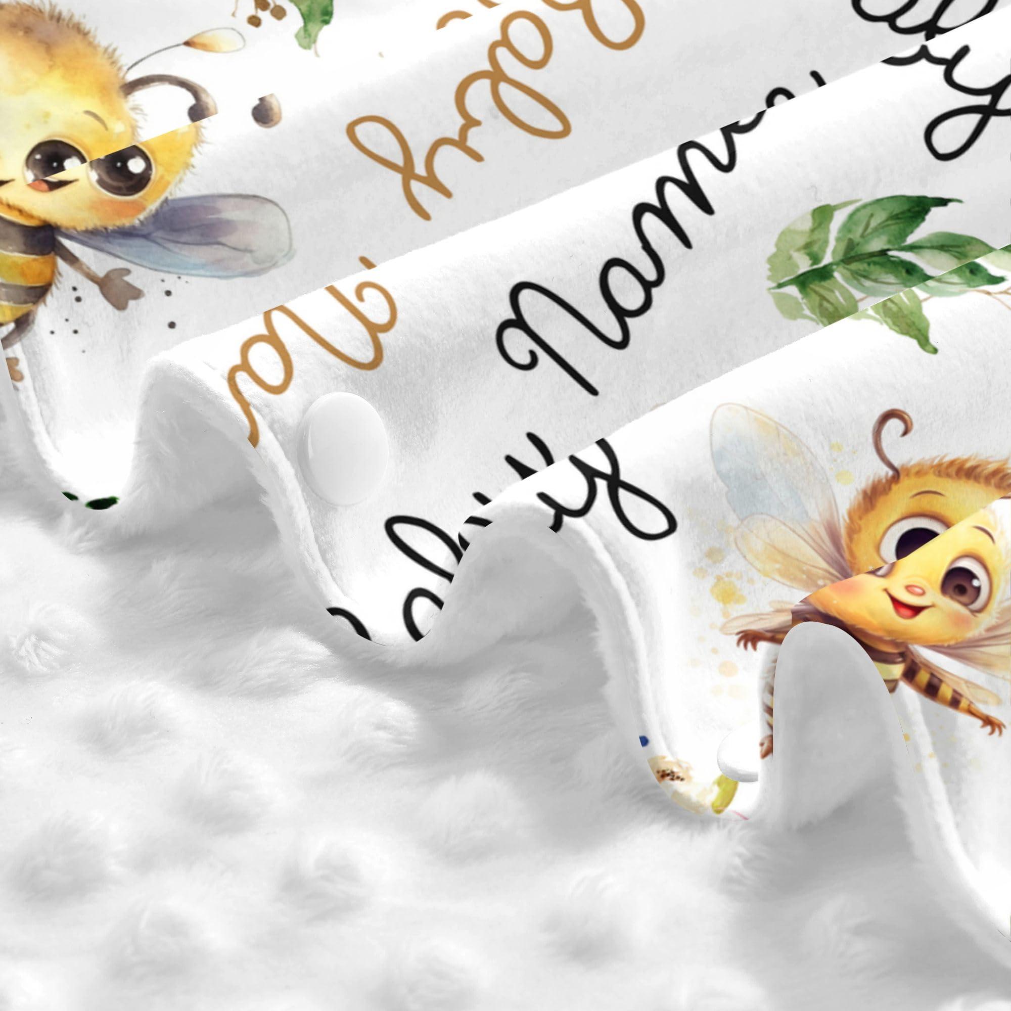 Novusopt Custom Baby Car Seat Covers with Name Personalized Car Seat Canopy Covers for Newborn Honey Bee Nursing Breastfeeding Cover Infant CarSeat Canopies for Babies Minky Baby Blanket