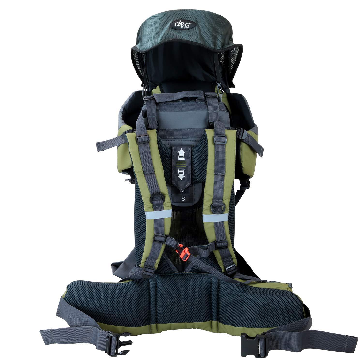 ClevrPlus ClevrPlus Canyonero Camping Baby Backpack Hiking Kid Toddler Child Carrier with Stand and Sun Shade Visor, Army Green