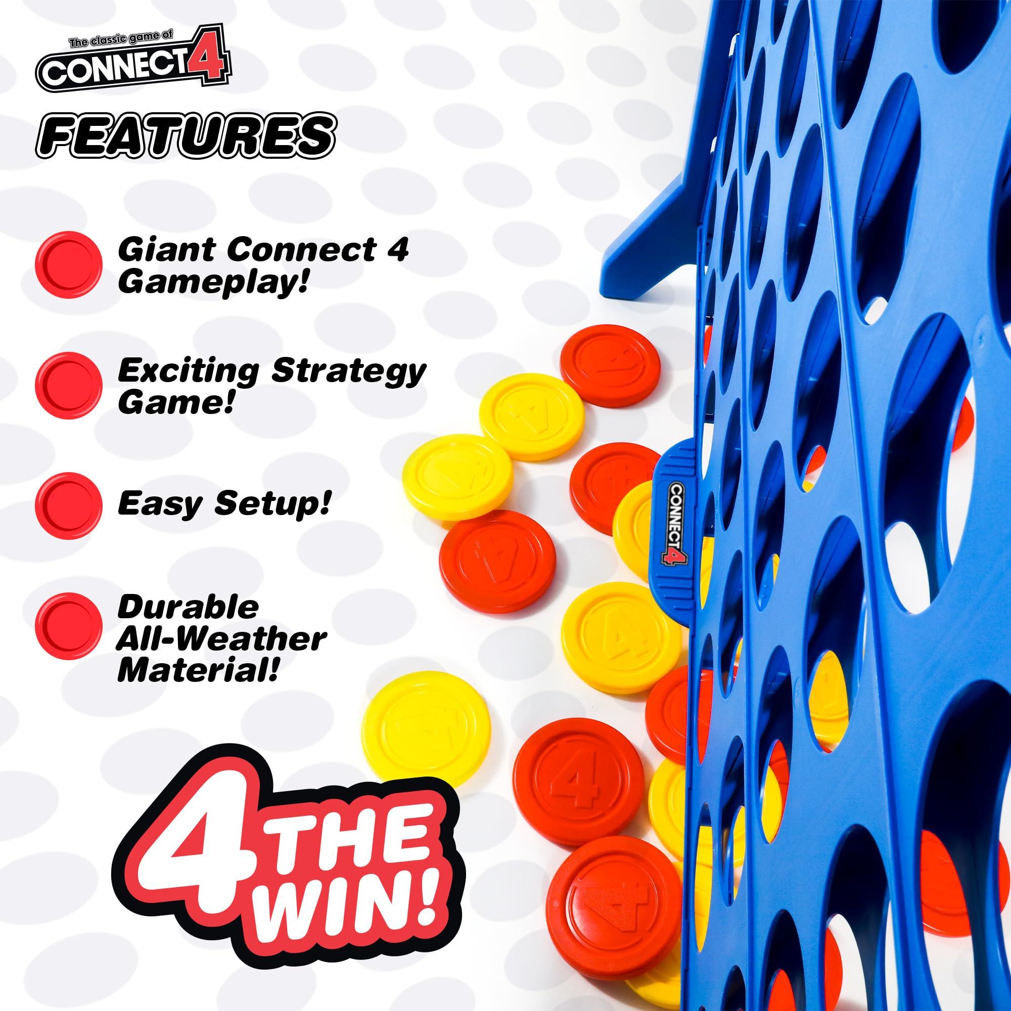 EastPoint Sports Giant Connect 4: Hasbro\'s Original Connect4 Game Super-Sized - 46.5 inch All-Weather Official Four in a Row Board Game - Indoor or Outdoor Connect4 Fun for Adults and Family