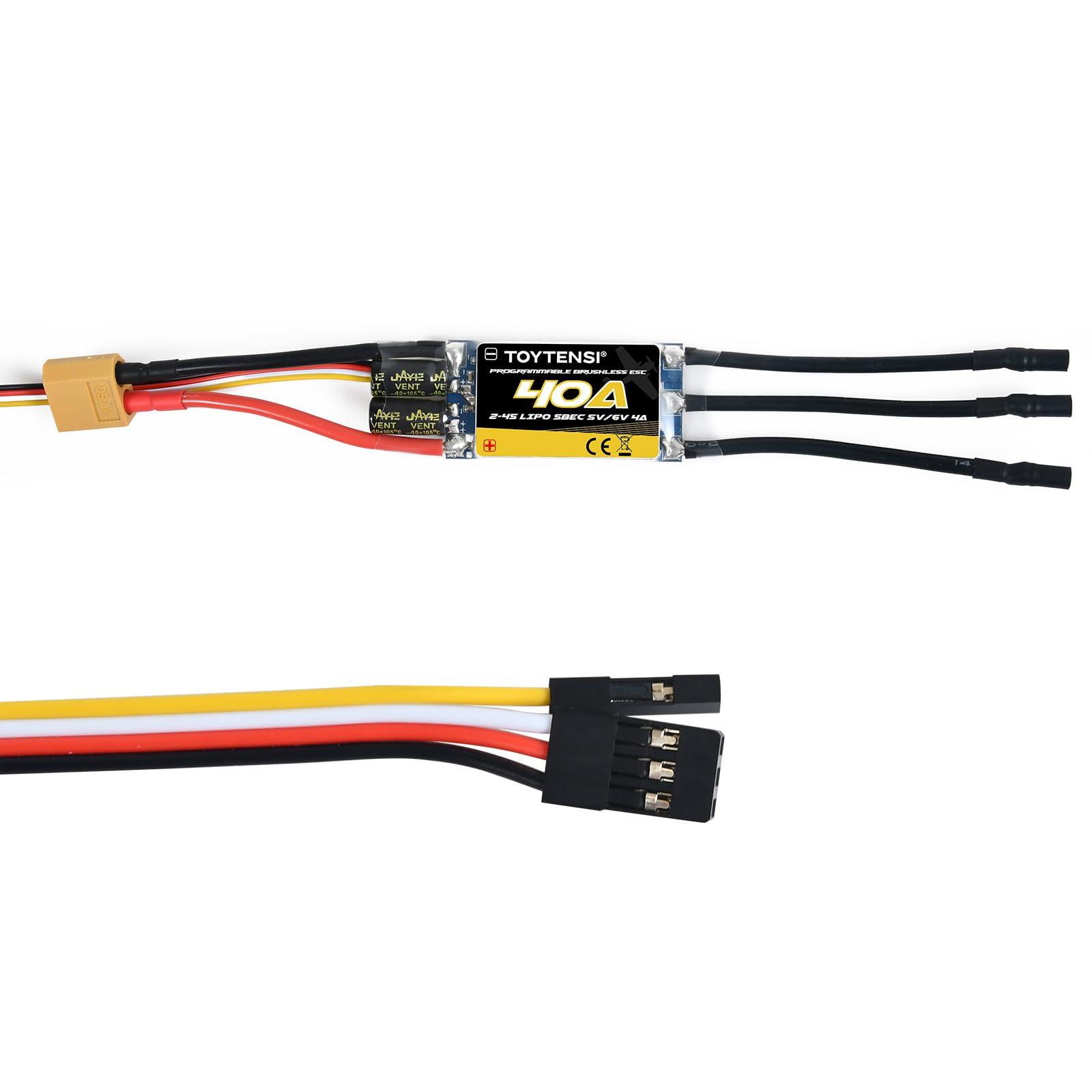 TOYTENSI TOYTENSI 40A 2-4S RC Brushless Motor ESC for RC Plane Airplane with SBEC 5V/6V 4A