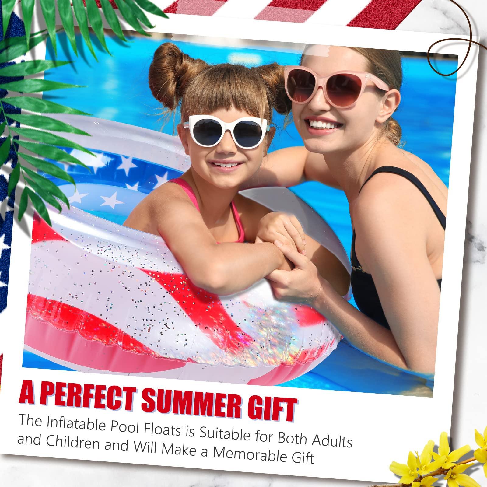 Zhanmai Zhanmai Patriotic Inflatable Pool Float Tube Cool USA Flag Design Water Swimming Ring Floaties Inflatable Tube Pool Tubes Water Swimming Ring Pool Floaties for Beach Lake Pool, 36 Lnch(3 Pieces)